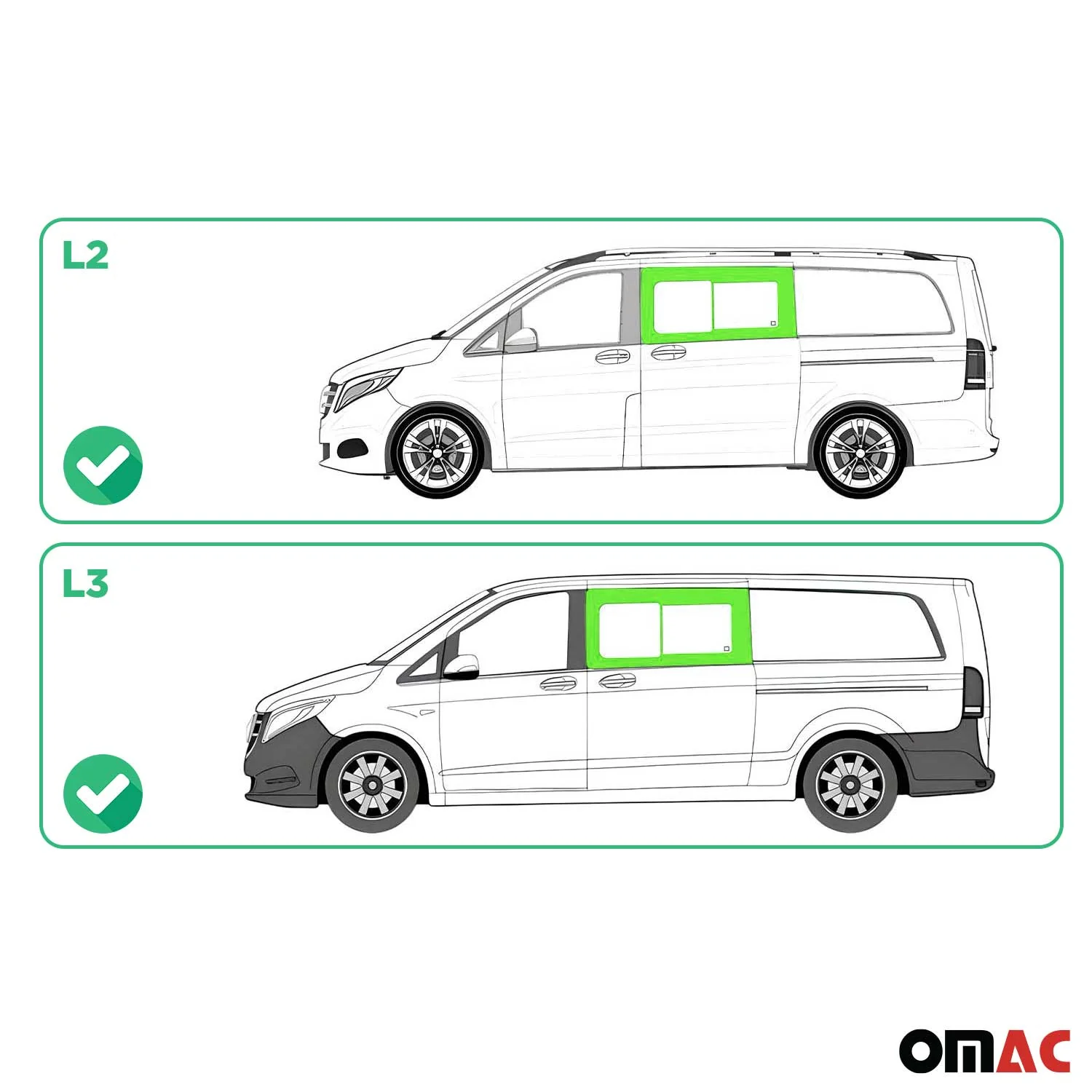 Seitenfenster Schiebefenster für Mercedes Vito W447 2014-2026 Links Auto L2 L3 - Image 3