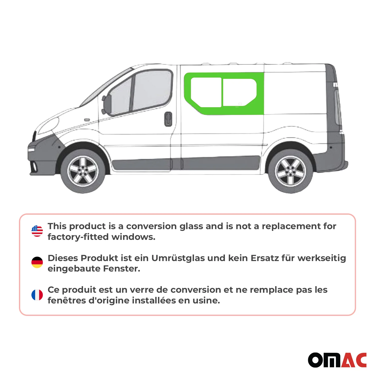 Seitenfenster Schiebefenster für Opel Vivaro A 2001-2014 Vorne Links L1 L2 - Image 2
