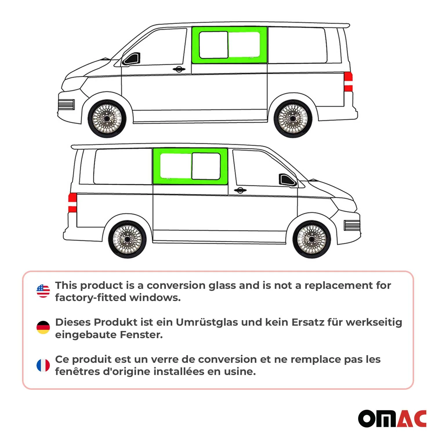Seitenfenster Schiebefenster für VW T5 2003-2015 Links Rechts L1 L2 SET Schwarz - Image 2