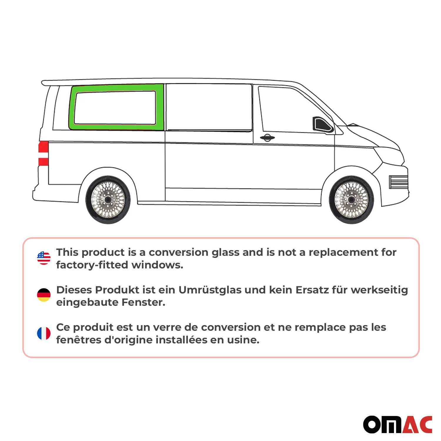 Seitenfenster Seitenscheibe für VW T6 T6.1 2015-2024 Rechts L2 Langer Schwarz - Image 2