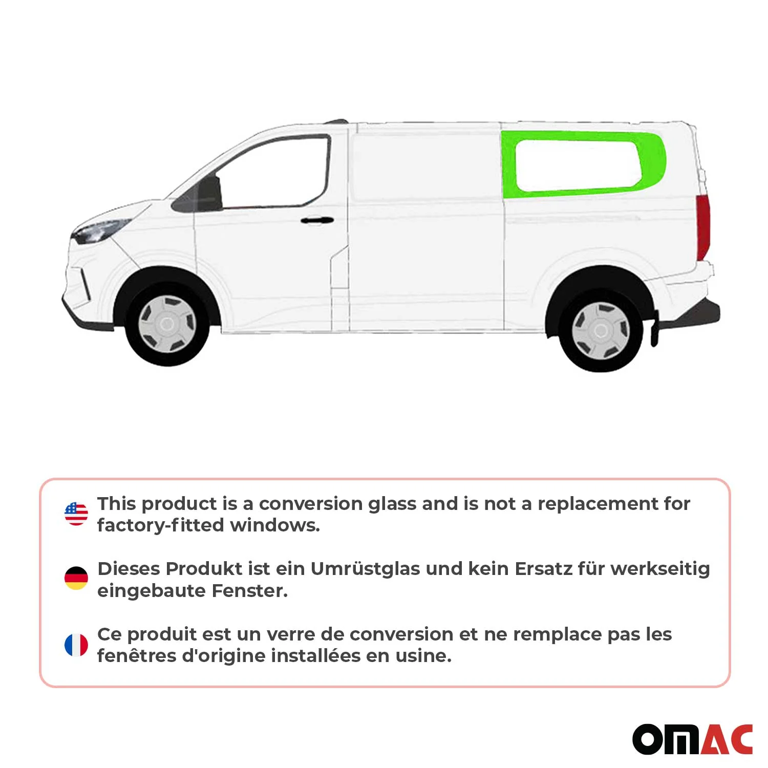 Seitenfenster Sicherheitsglas für Ford Transit Custom ab 2023 Hinten Links L2 - Image 2