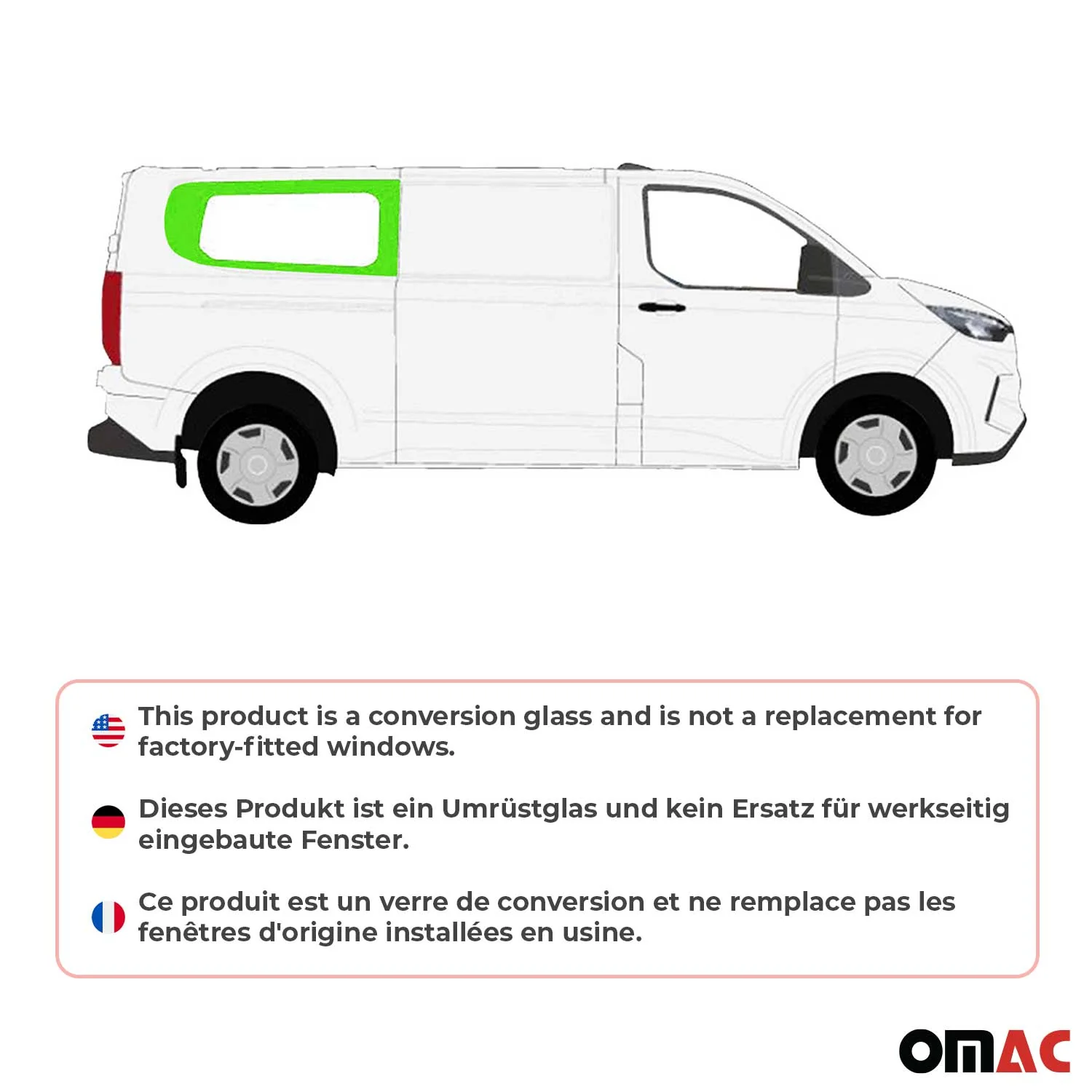 Seitenfenster Sicherheitsglas für Ford Transit Custom ab 2023 Hinten Rechts L2 - Image 2