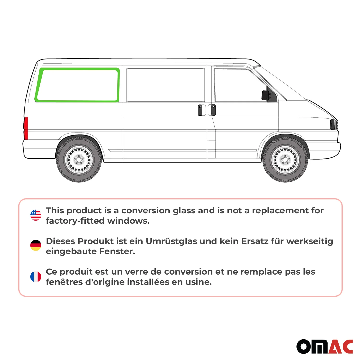 Seitenfenster Sicherheitsglas für VW T4 Transporter 1990-2003 Hinten Rechts L2 - Image 2