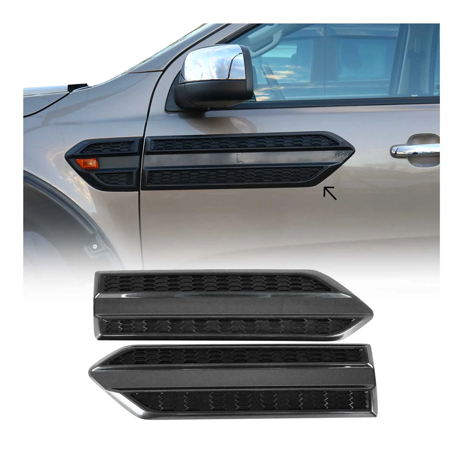 Seitentürleiste Türschutzleiste für Ford Ranger 2011-2019 ABS Schwarz 2x