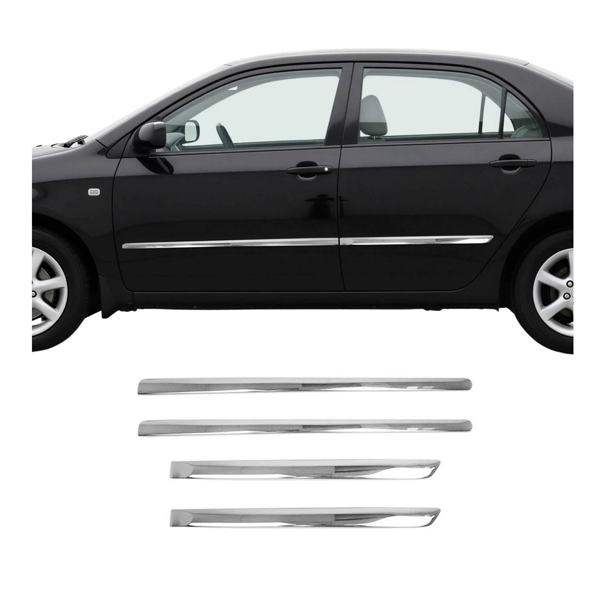 Seitentürleiste Türschutzleiste für Toyota Corolla Stufenheck 2002-2007 Chrom 4x