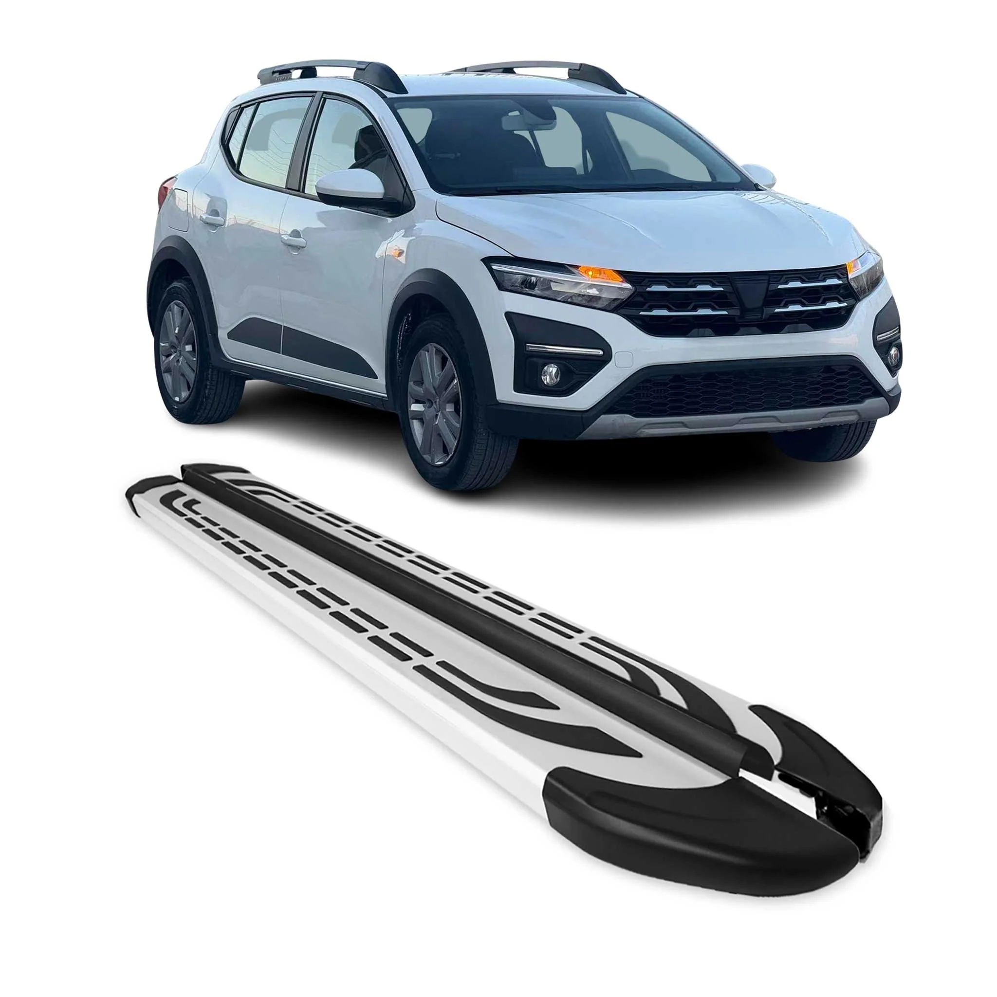 Seitenschweller Seitenbretter für Dacia Sandero Stepway 2021-2026 Alu Silber