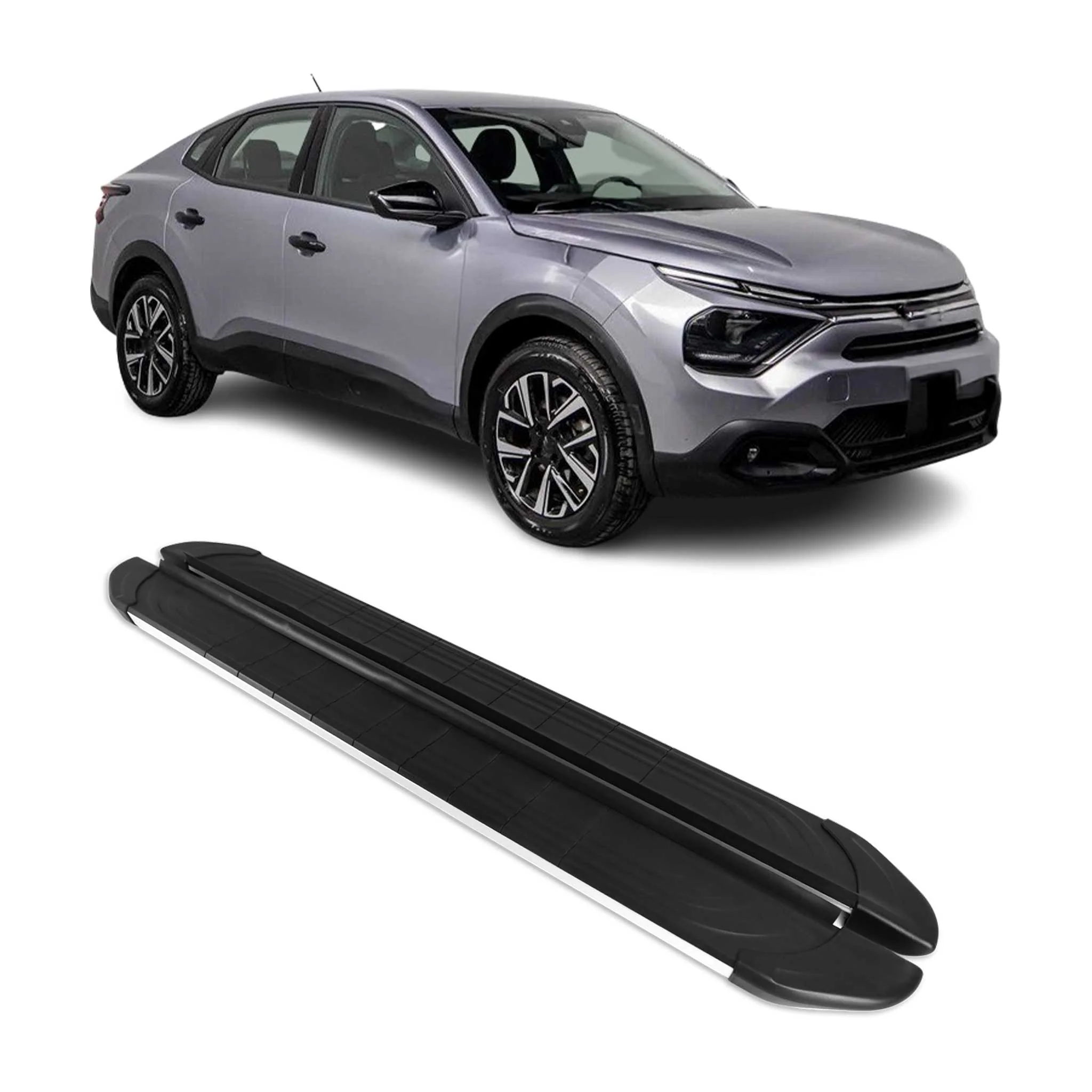 Seitenschweller Trittbretter für Citroen C4 X 2022-2026 Silber Aluminium 2 tlg
