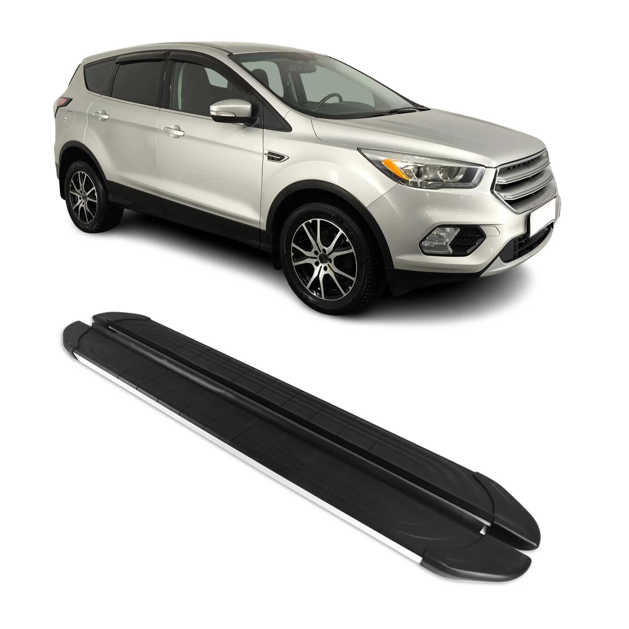 Seitenschweller Trittbretter für Ford Kuga II ST-Line 2016-2019 Silber 2 tlg