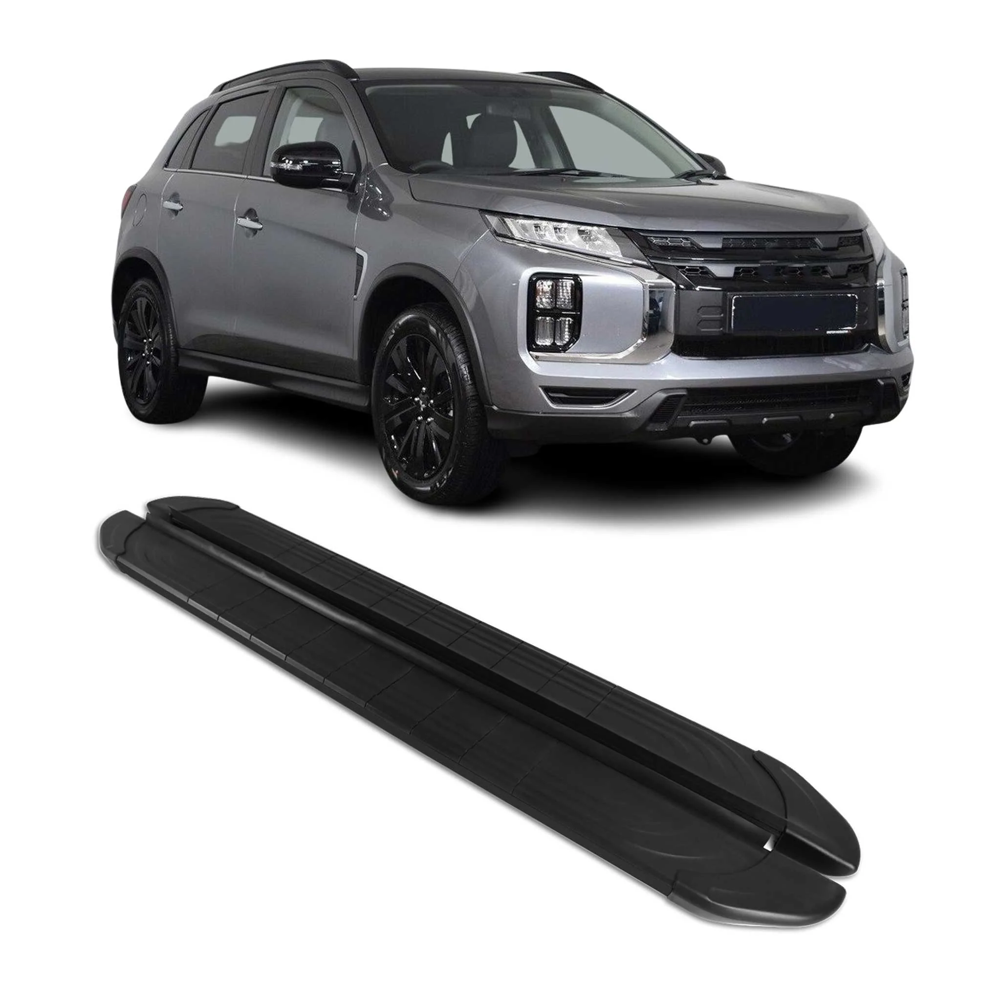Seitenschweller Trittbretter für Mitsubishi ASX 2023-2026 Schwarz Alu 2 tlg