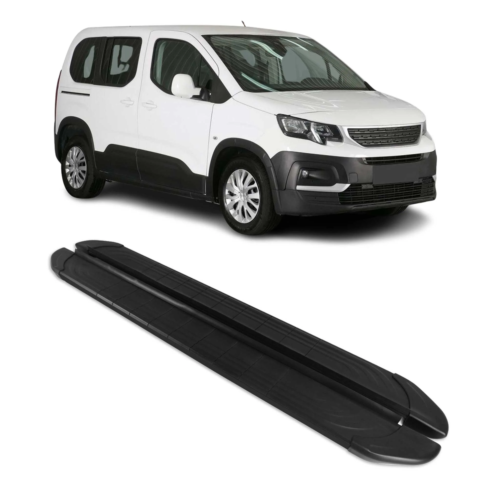 Seitenschweller Trittbretter für Peugeot Rifter 2018-2026 Kombi L1 Schwarz 2 tlg