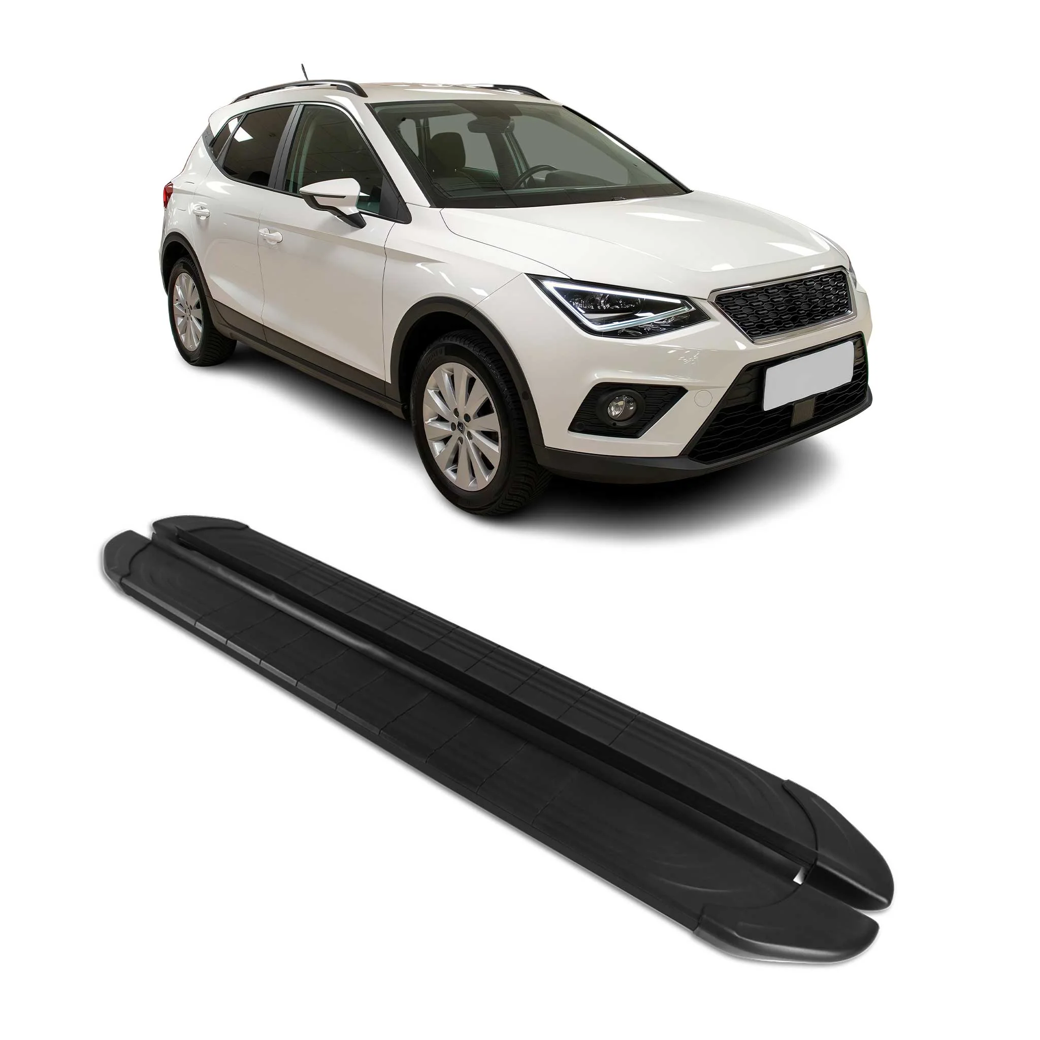 Seitenschweller Trittbretter für Seat Arona 2017-2026 Schwarz Aluminium 2 tlg