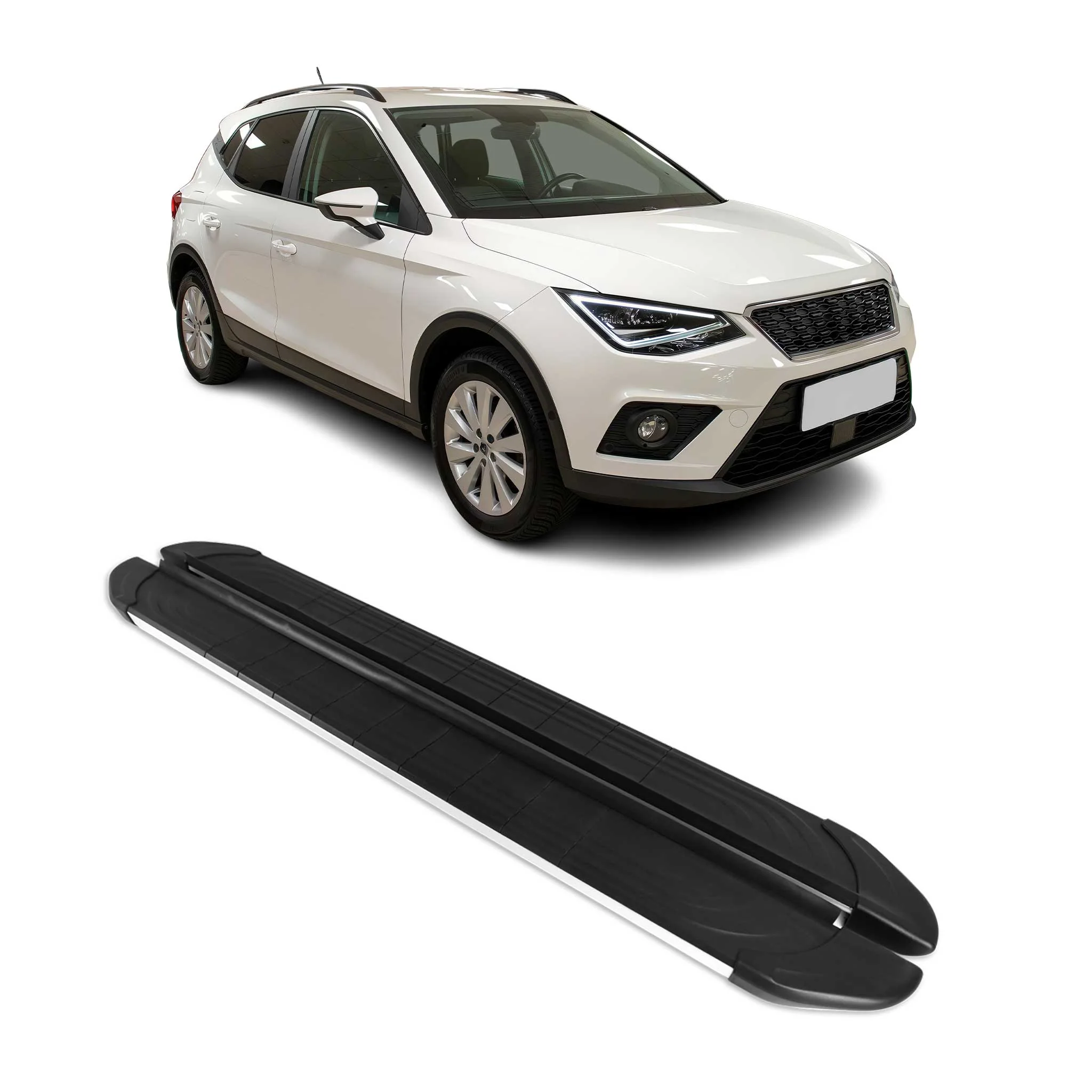 Seitenschweller Trittbretter für Seat Arona 2017-2026 Silber Aluminium 2 tlg