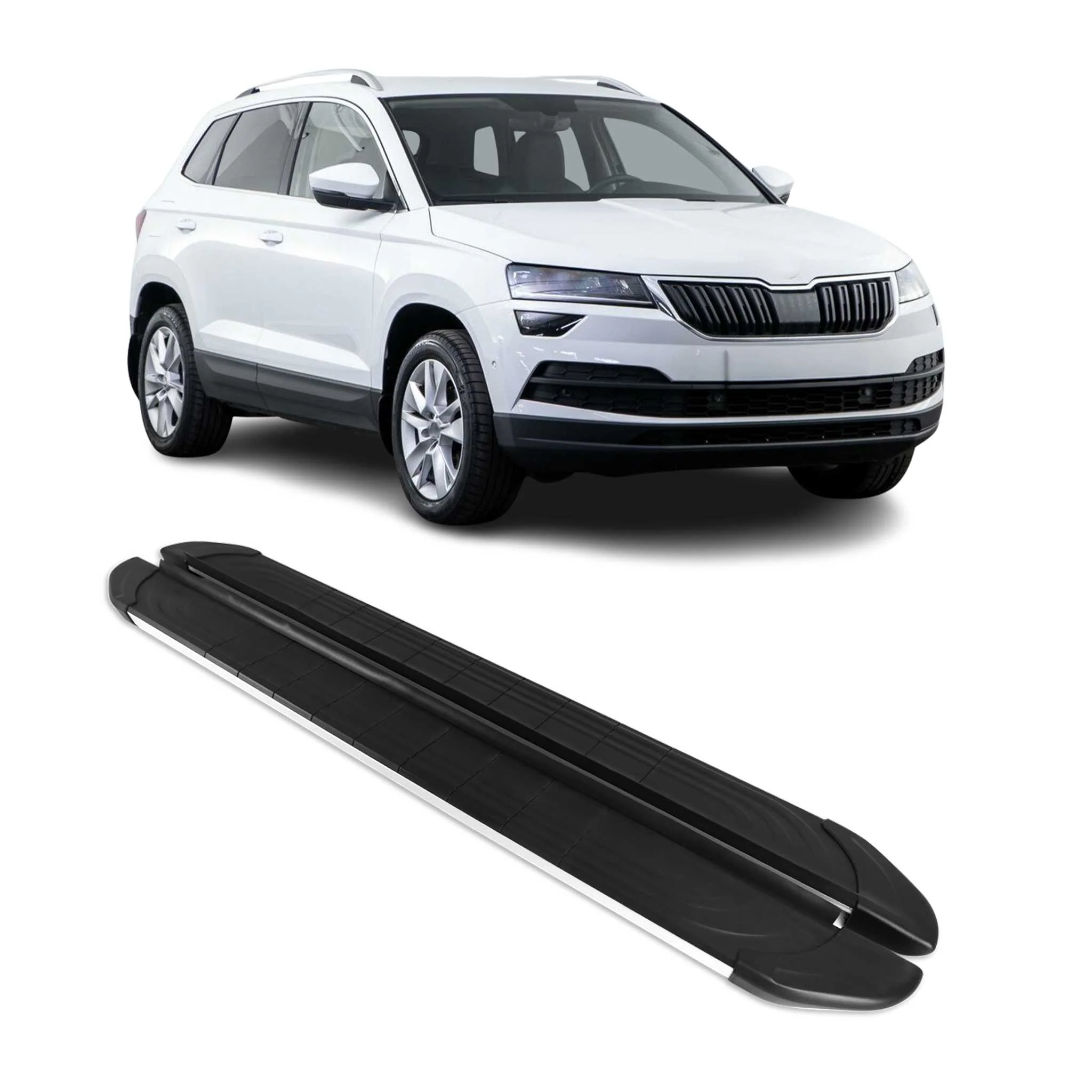Seitenschweller Trittbretter für Skoda Karoq 2017-2026 Silber Aluminium 2 tlg