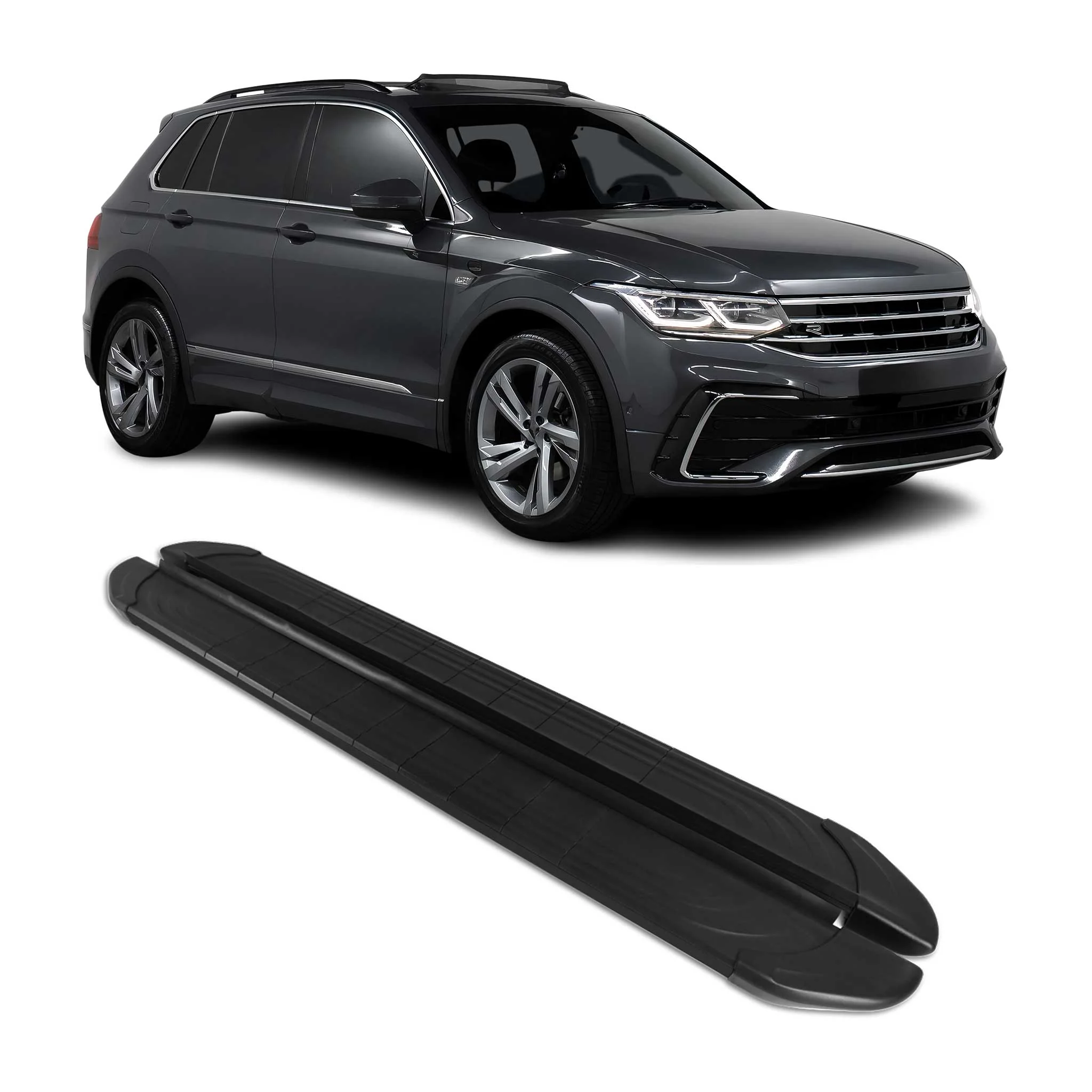 Trittbretter Seitenschweller für VW Tiguan Allspace 2016-2023 Alu Schwarz 2tlg