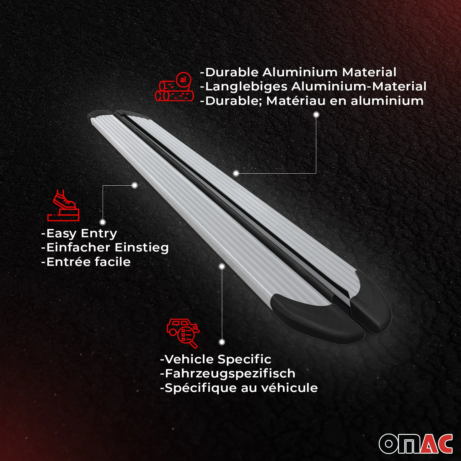 Seitenschweller Trittbretter für Nissan Navara D23 2015-2023 Double Cab Alu Grau - Image 4