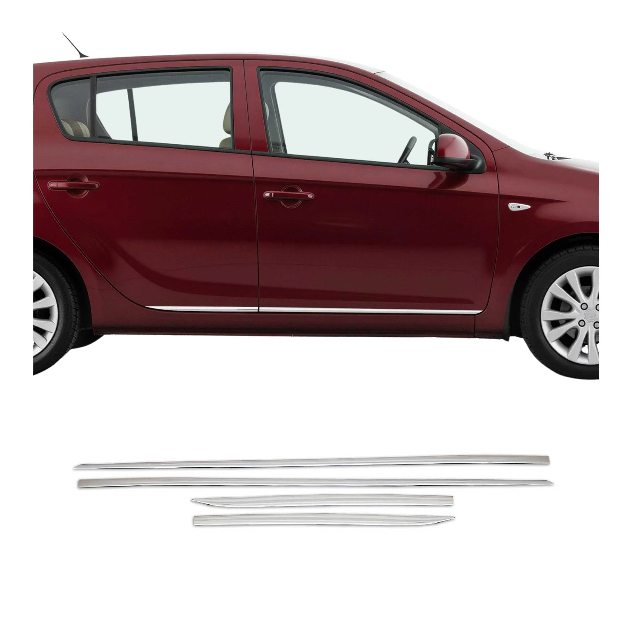 Seitentürleiste Türleisten Türschutzleiste für Hyundai i20 2008-2014 Chrom 4x