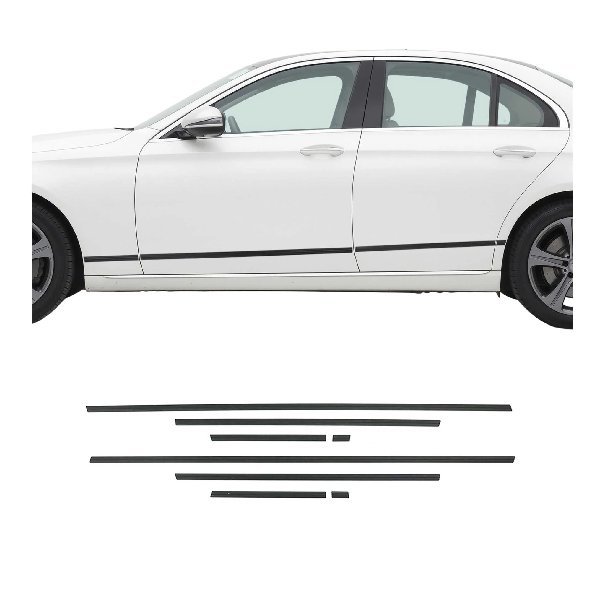 Seitentürleiste Türschutzleiste für Mercedes C Klasse W205 2014-2021 Alu 8x