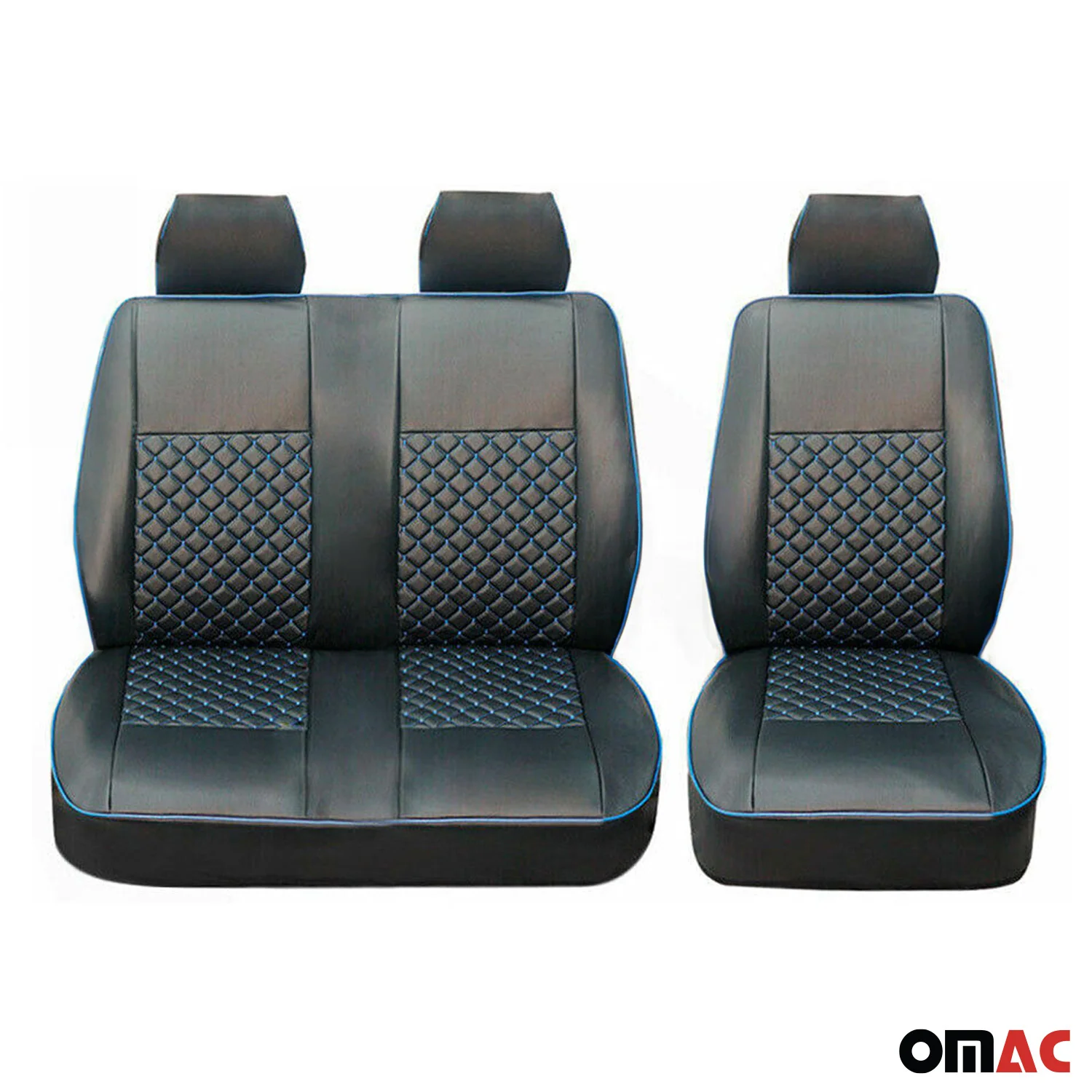 Sitzbezüge Schonbezüge für Ford Custom 2013-2022 Kunstleder Schwarz Blau 2+1 - Image 2