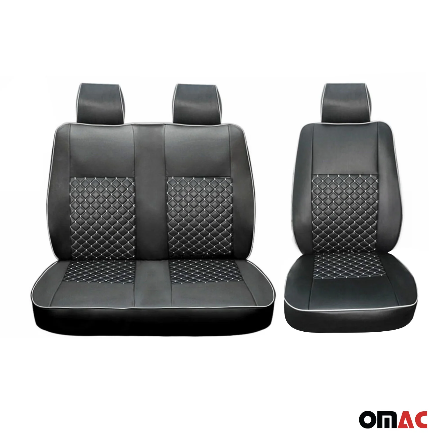 Sitzbezüge Schonbezüge für Ford Transit 2010-2013 Kunstleder Schwarz Weiß 2+1 - Image 2
