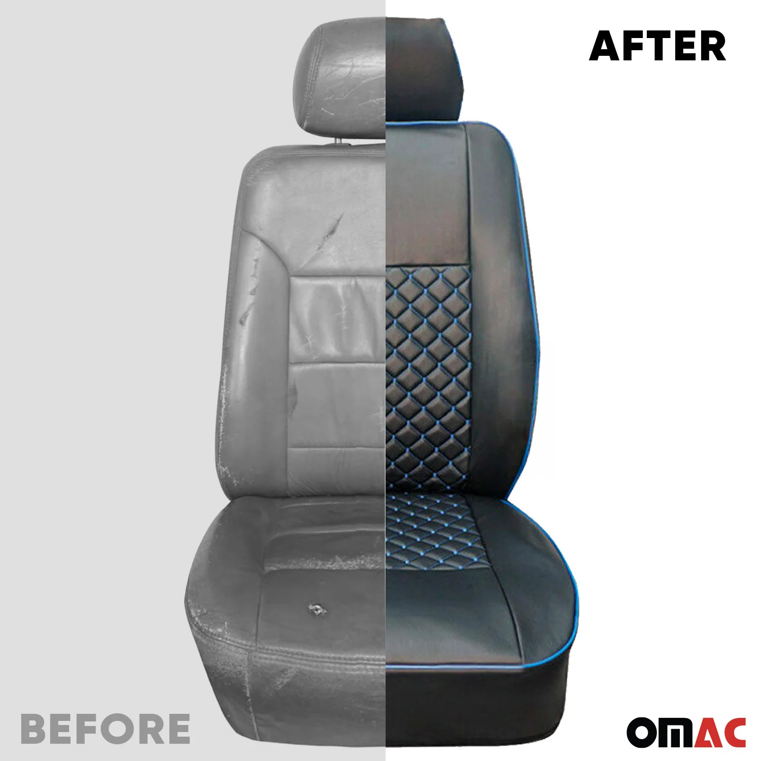 Sitzbezüge Schonbezüge für Ford Transit 2010-2013 Leder Schwarz Blau 1+2 - Image 6