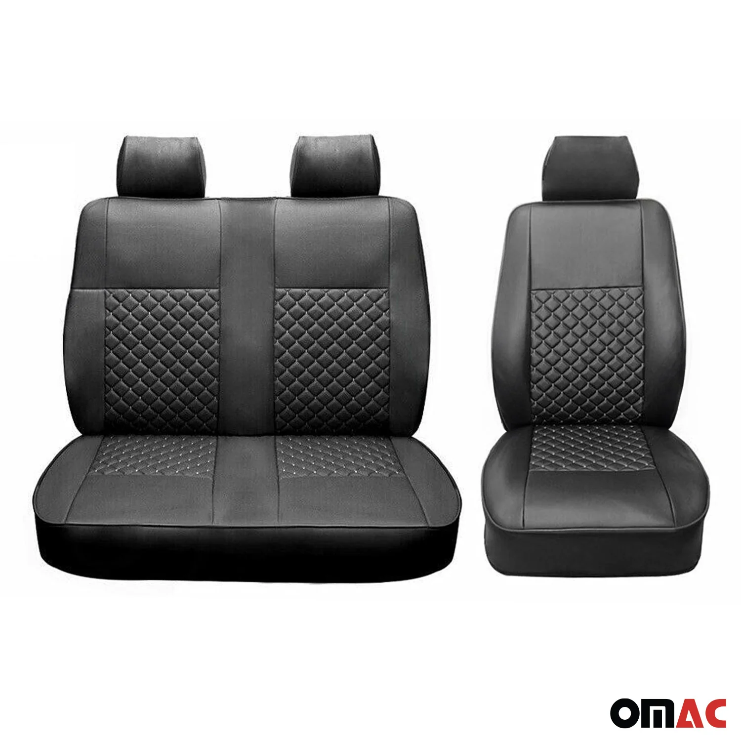 Sitzbezüge Schonbezüge für Mercedes Sprinter 2018-2026 Kunstleder Schwarz 2+1 - Image 2