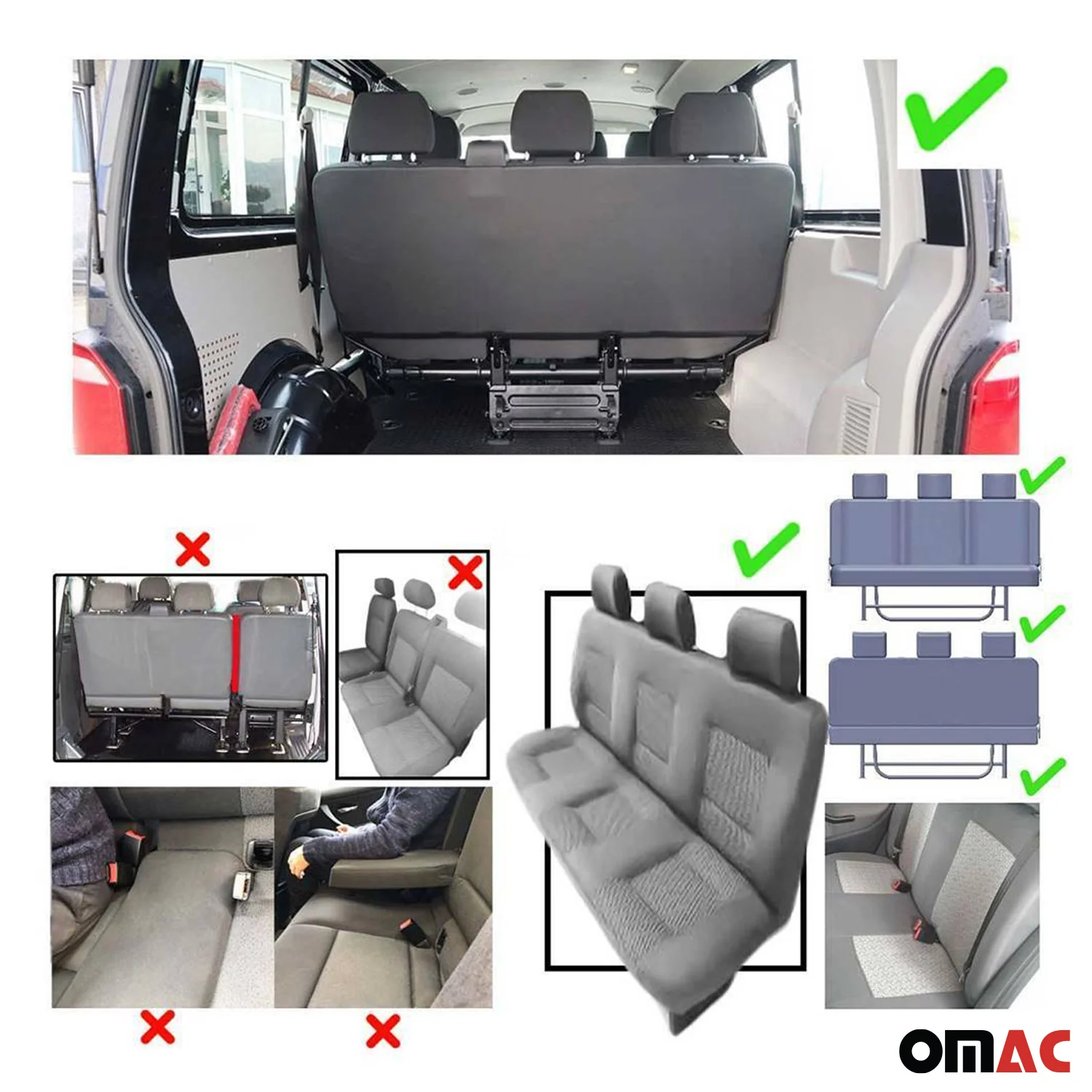 Schonbezüge Sitzschoner Sitzbezüge für Opel Combo Vivaro Arena Movano Rot 5Sitz - Image 4