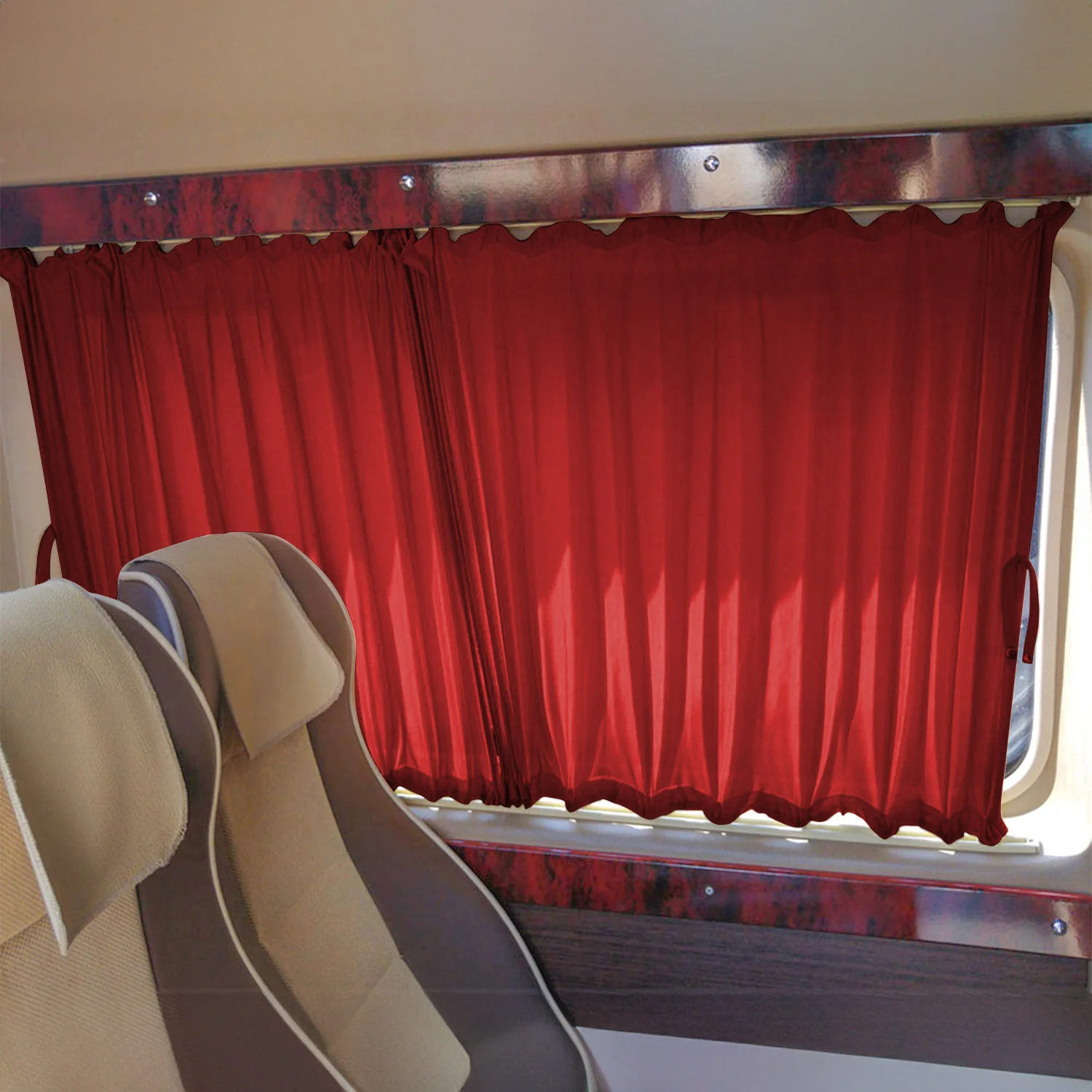 Sonnenschutz Gardinen MAß Vorhänge für Ford Transit 2006-2014 Mittel RS Rot 6x - Image 2