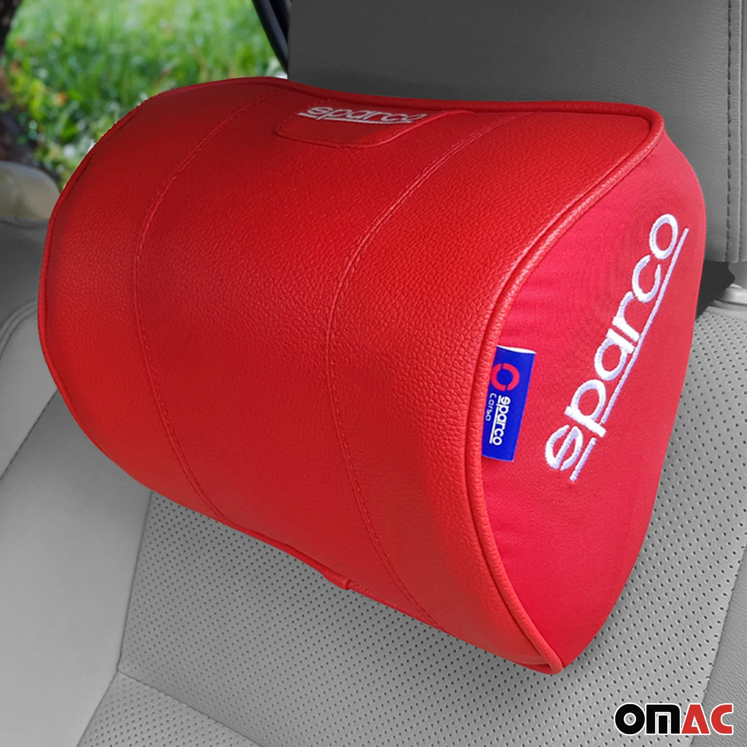 SPARCO Auto Nackenkissen Reisekissen Rot Ergonomisch Memory-Schaum Kopfkissen - Image 2