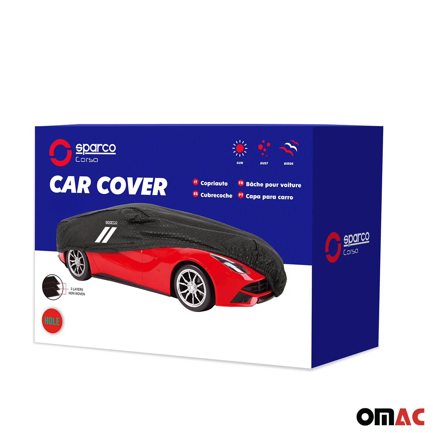 SPARCO Auto Schutzhülle Vollgarage Autoabdeckung Schwarz Ganzgarage Autogarage M - Image 4