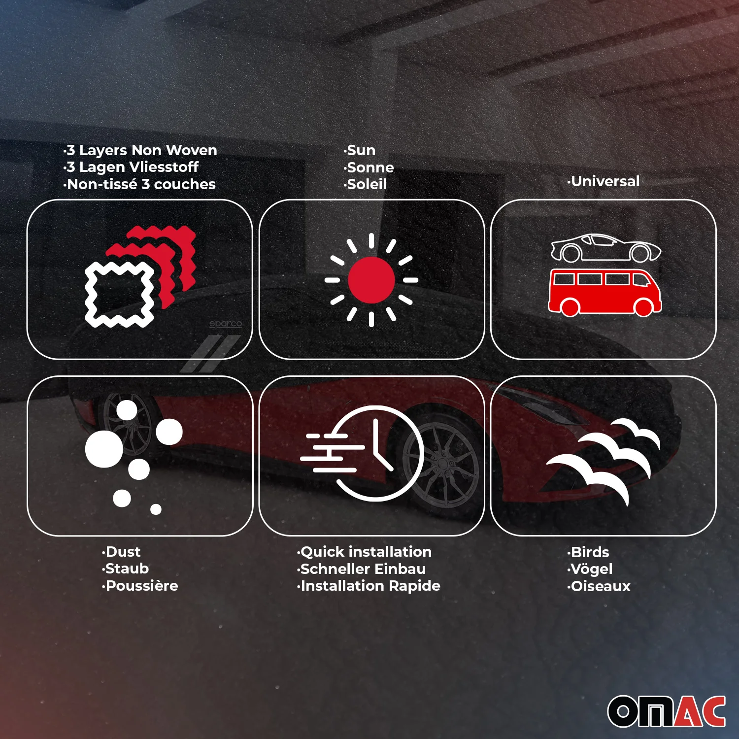SPARCO Auto Schutzhülle Vollgarage Autoabdeckung Schwarz Ganzgarage Autogarage M - Image 5