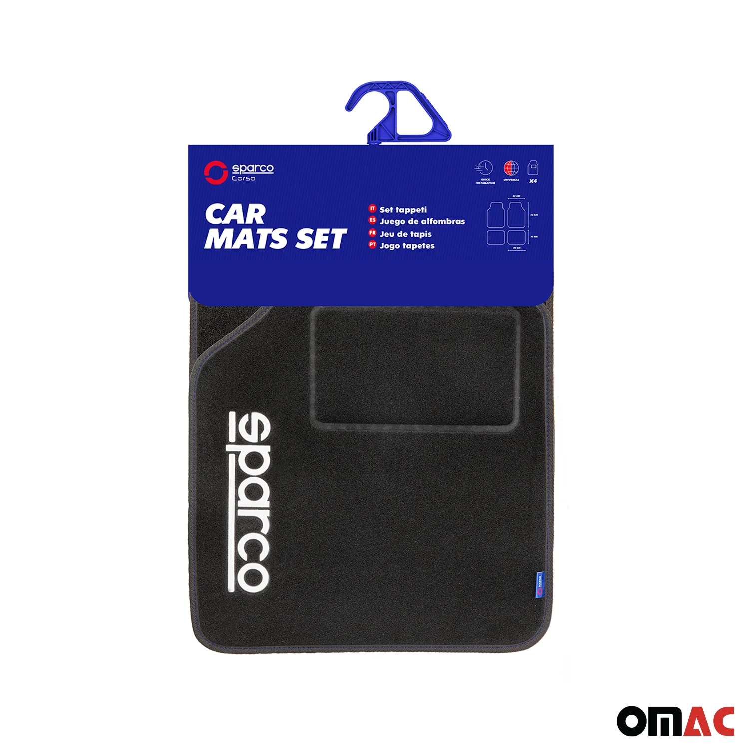 SPARCO Fußmatten Automatten Universal Blau Linie Autoteppich Alwettermatten 4x - Image 5