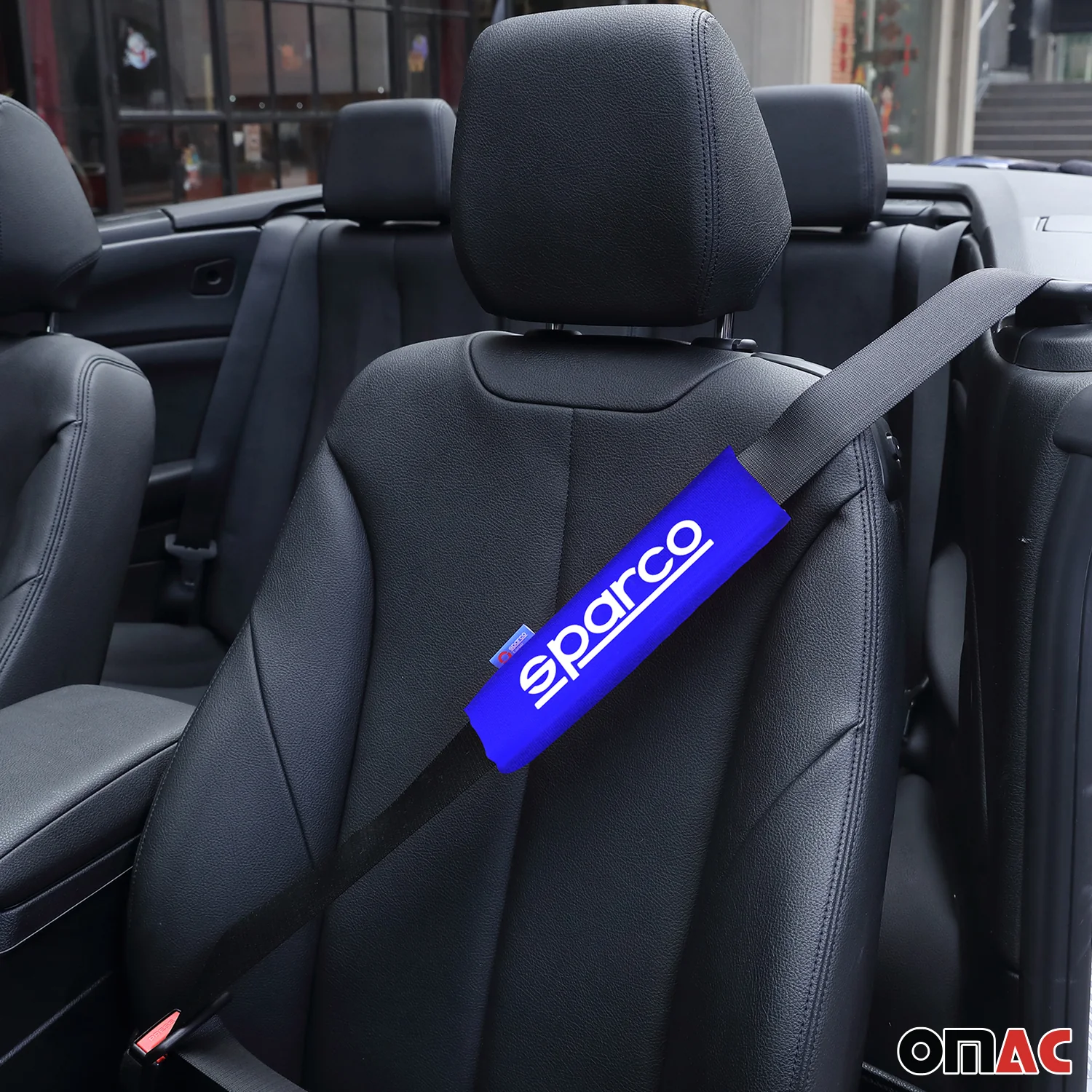 SPARCO Gurtschoner Gurtpolster Sicherheitsgurt Gurtschutz Autogurt Blau 2x - Image 2