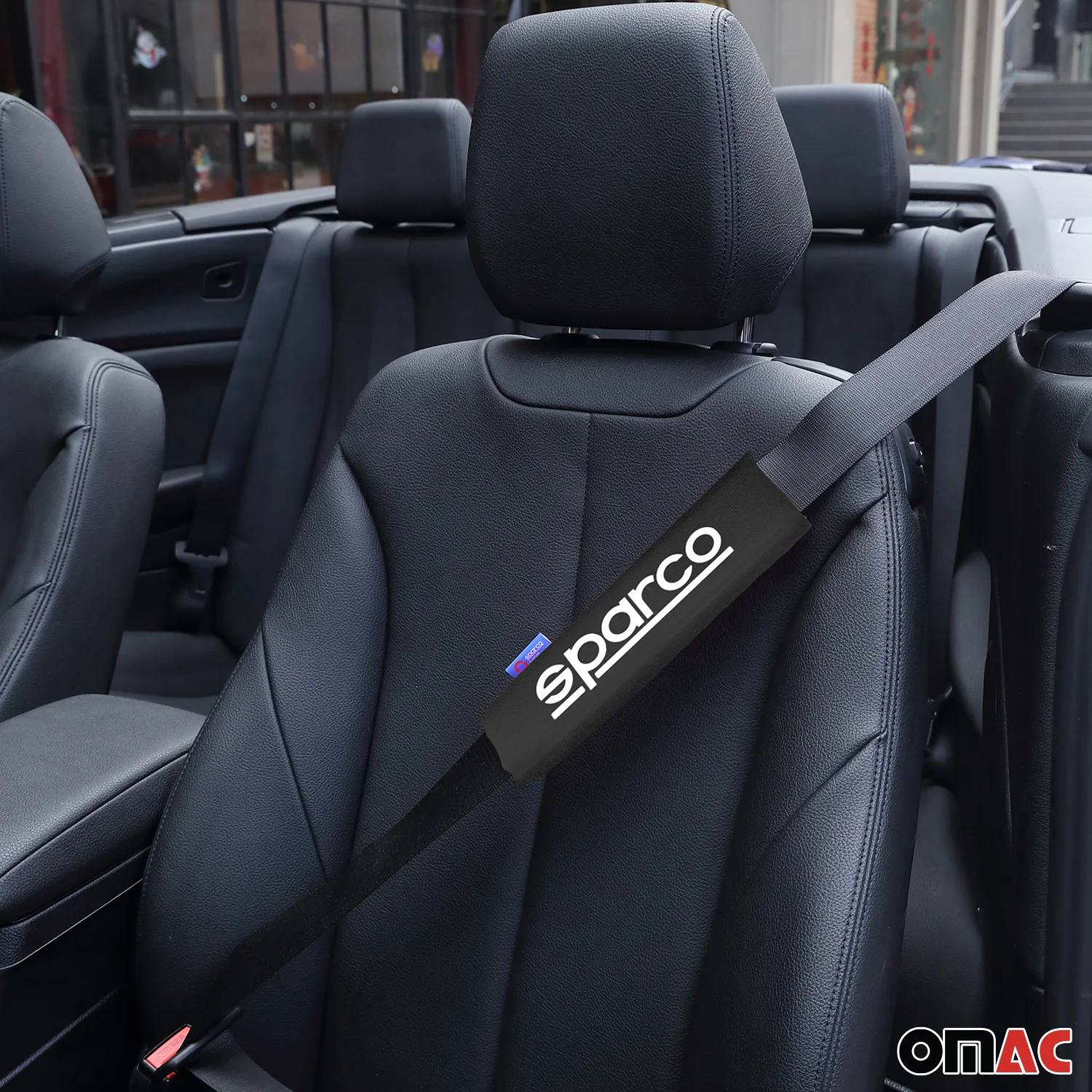 SPARCO Gurtschoner Gurtpolster Sicherheitsgurt Gurtschutz Autogurt Schwarz 2x - Image 2
