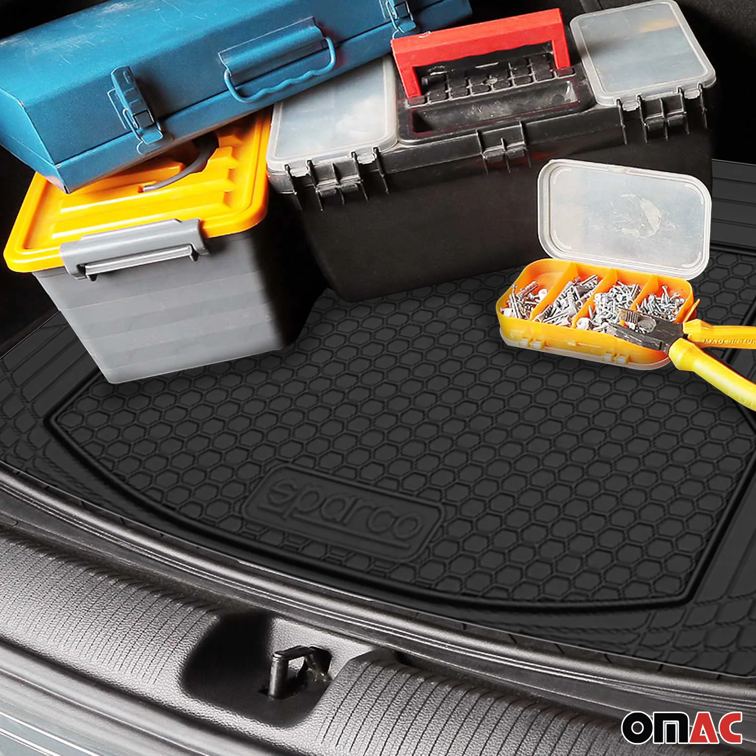 SPARCO Kofferraumwanne Laderaumwanne für Opel Universal Trimmbare Gummi Schwarz - Image 5