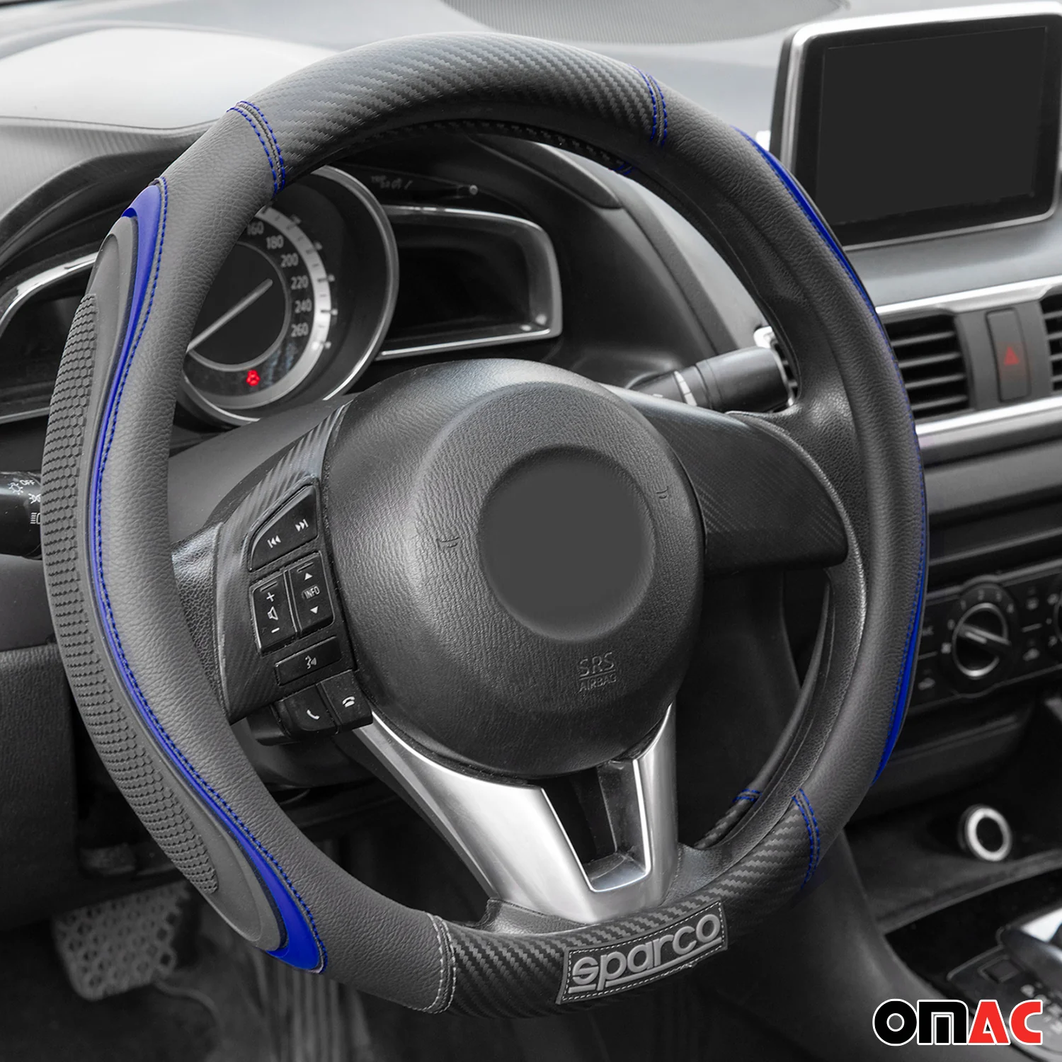 SPARCO Lenkradbezüge Lenkradschoner Lenkradschutz Blau Schwarz Gummi ø37-38 cm - Image 2