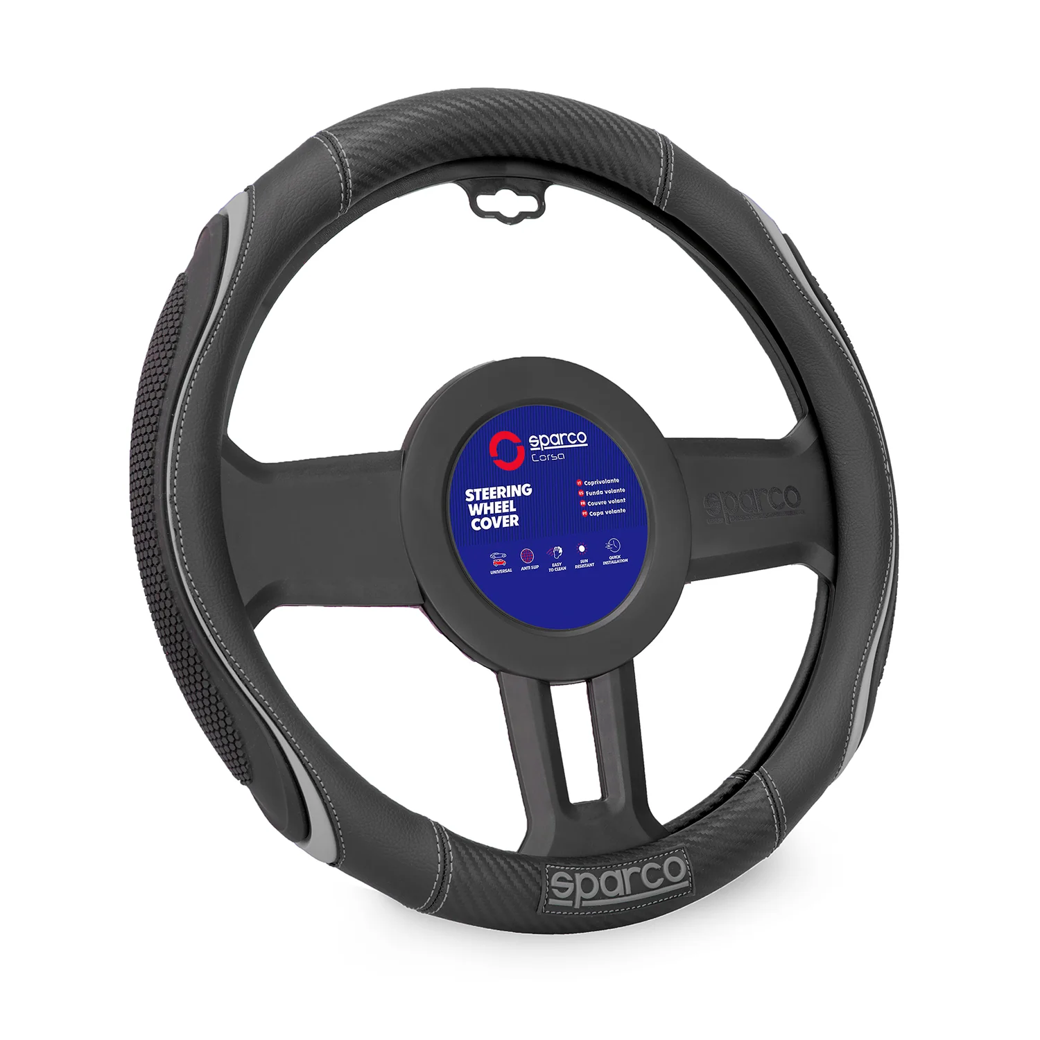SPARCO Lenkradbezüge Lenkradschoner Lenkradschutz Grau Schwarz Gummi ø37-38 cm
