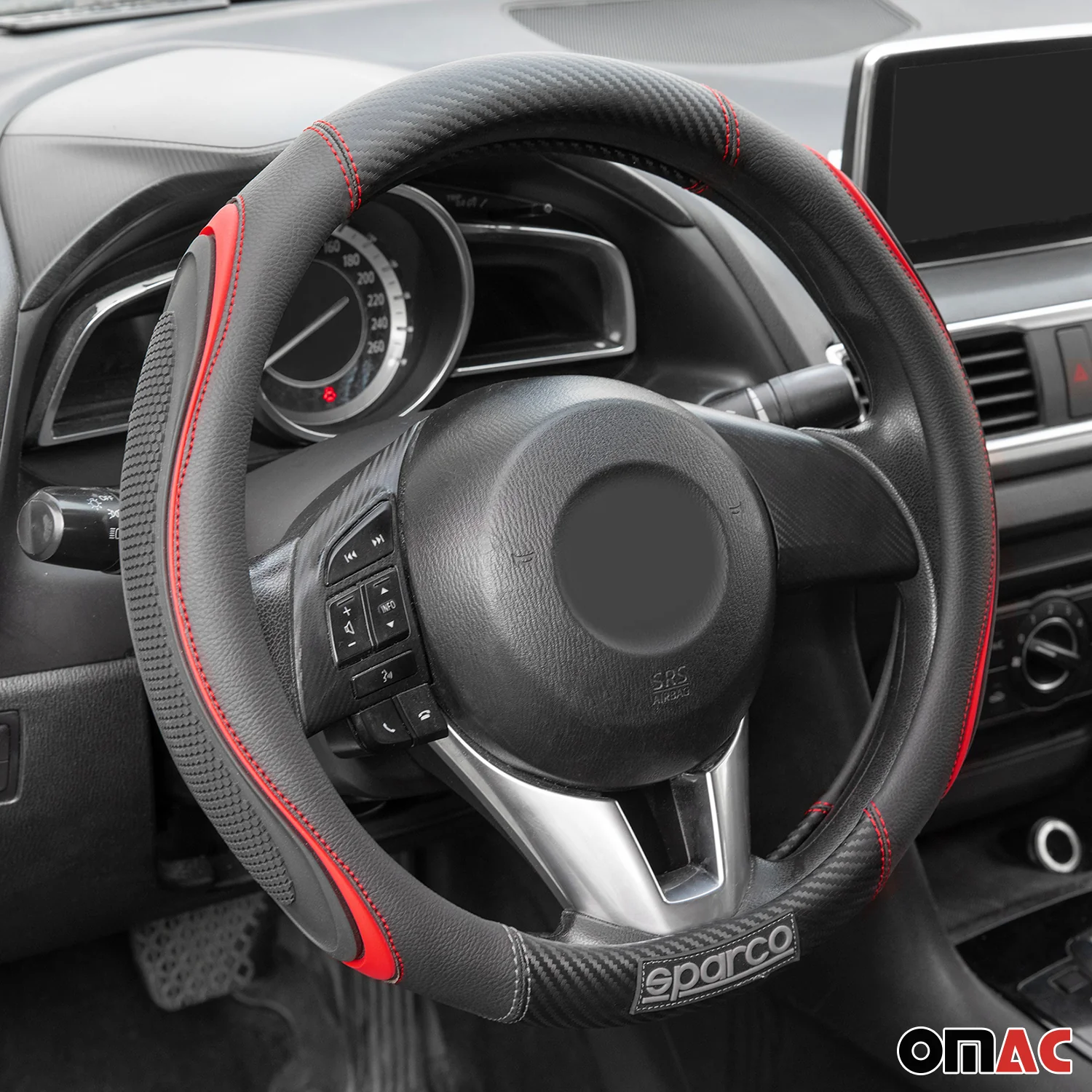 SPARCO Lenkradbezüge Lenkradschoner Lenkradschutz Rot Schwarz Gummi ø37-38 cm - Image 2