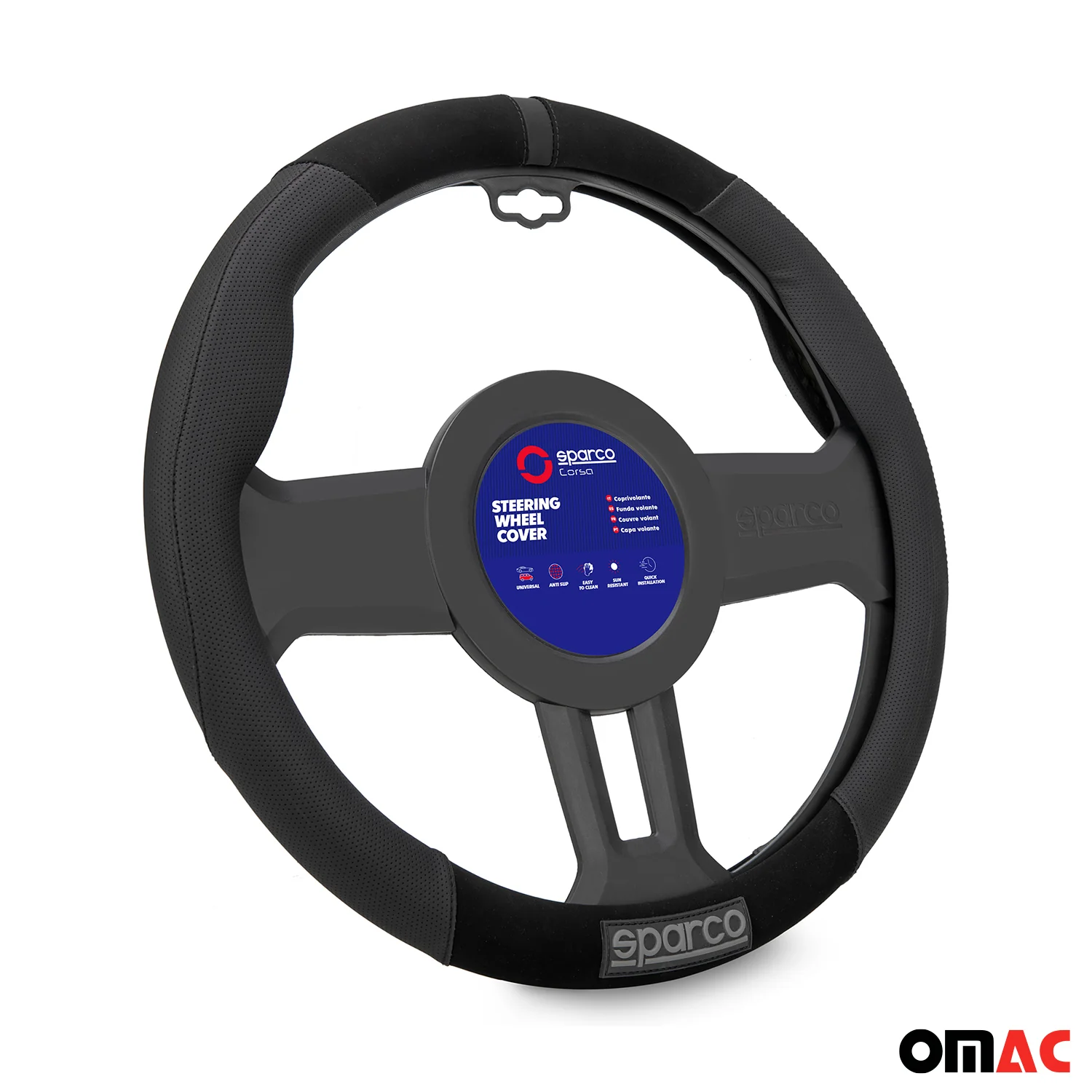 SPARCO Lenkradbezüge Lenkradschoner Lenkradschutz Schwarz Gummi Suede - Image 6