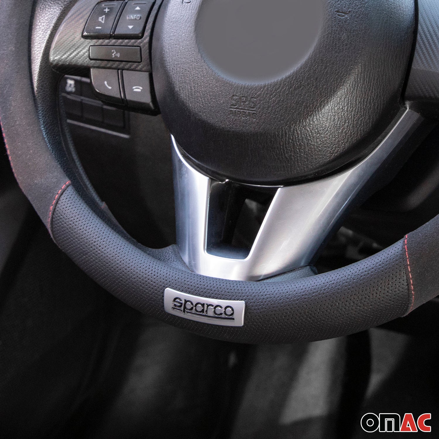 SPARCO Lenkradbezüge Lenkradschoner Lenkradschutz Schwarz Kunstleder Suede - Image 5