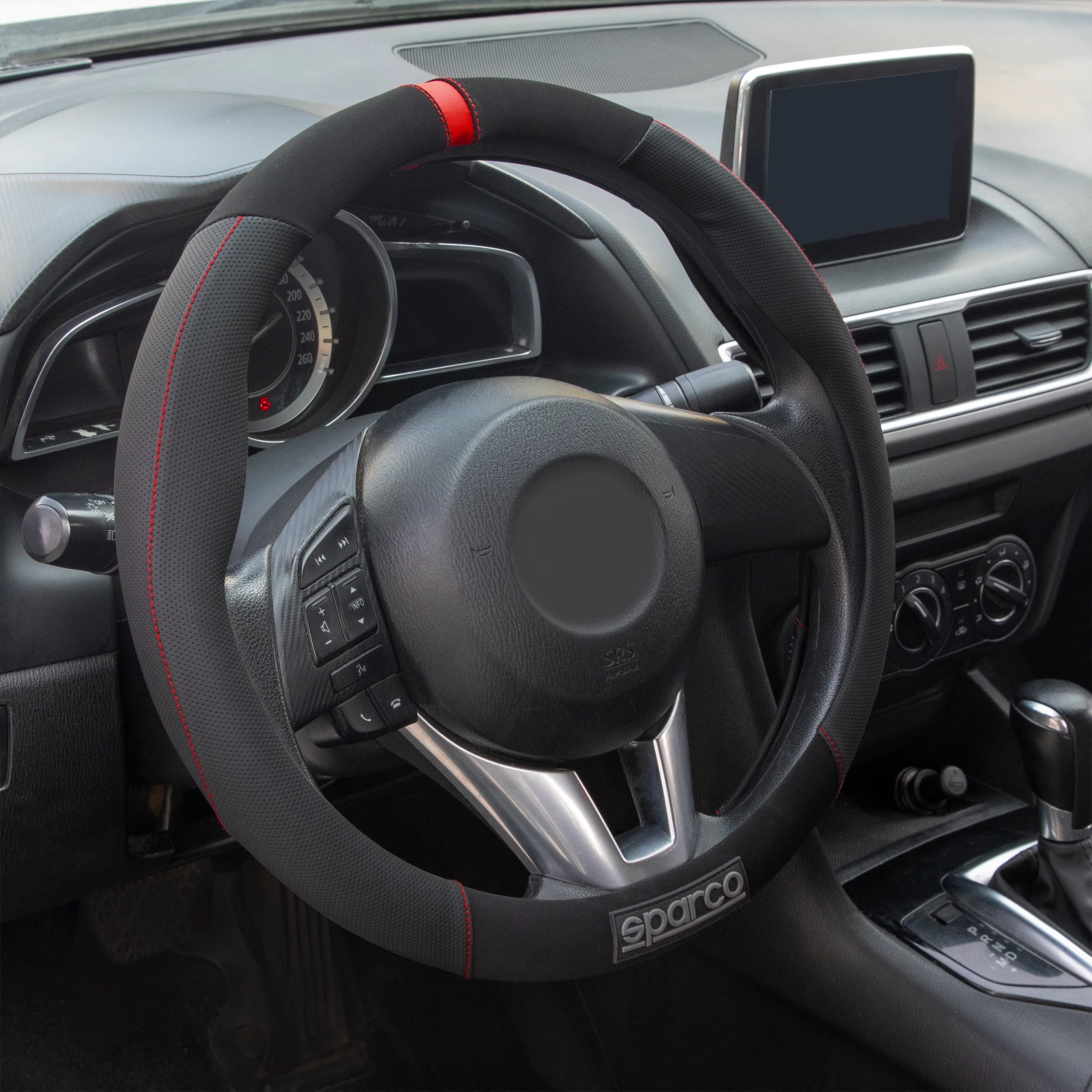 SPARCO Lenkradbezüge Lenkradschoner Lenkradschutz Schwarz Rot Gummi Suede - Image 2