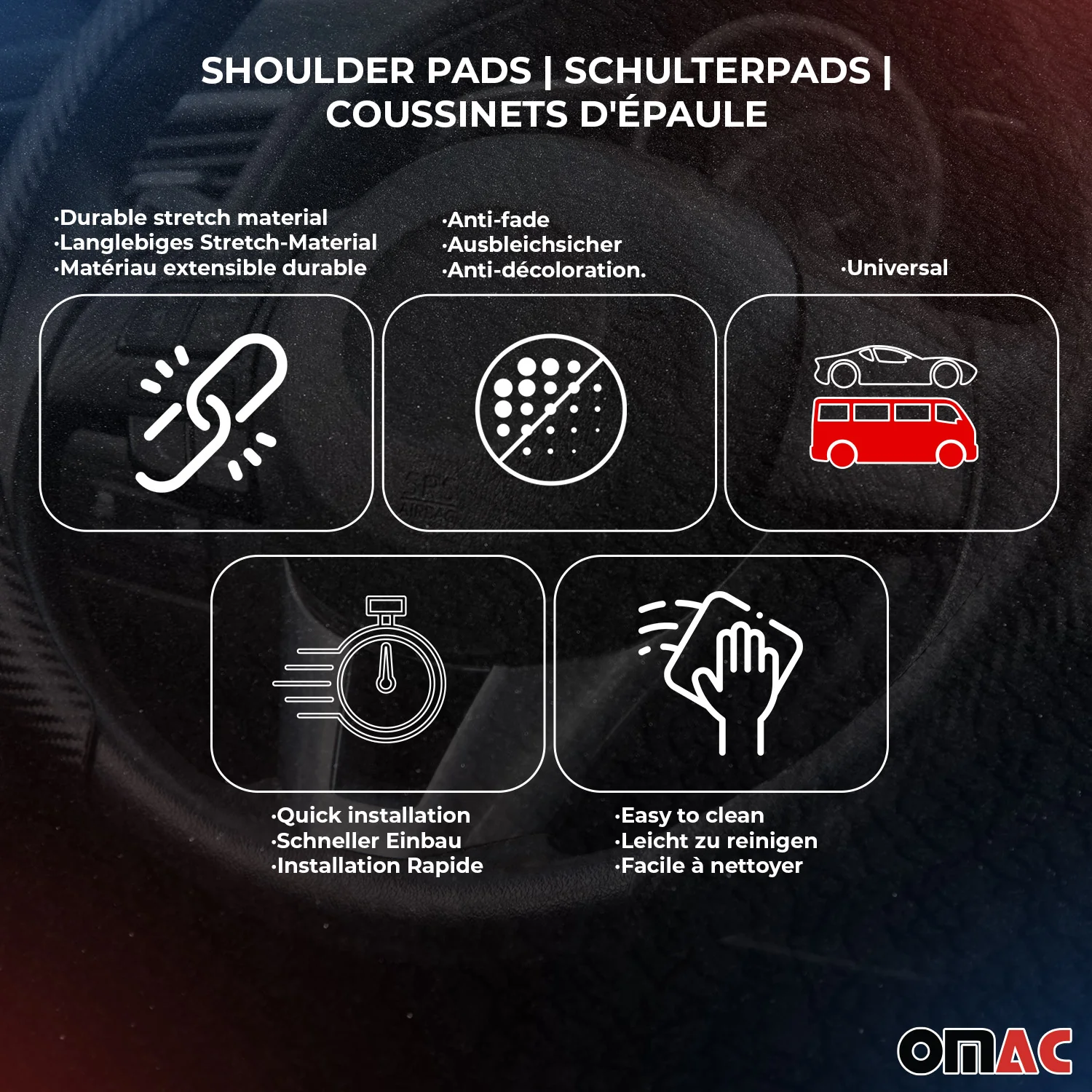 SPARCO Lenkradbezüge Schulterpolster Satz Universal Lenkradschutz Schwarz Grau - Image 4