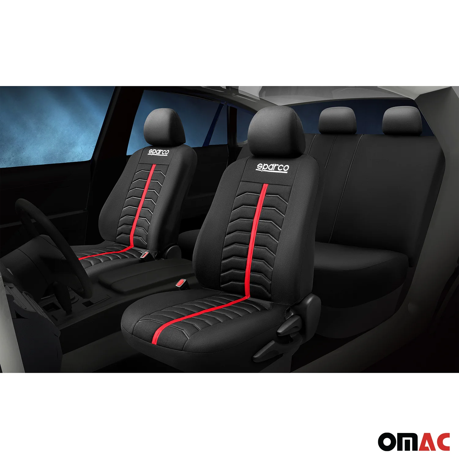 SPARCO Sitzbezüge Schonbezüge Autositzbezüge Universell Rot Vordersitze Hinten - Image 2