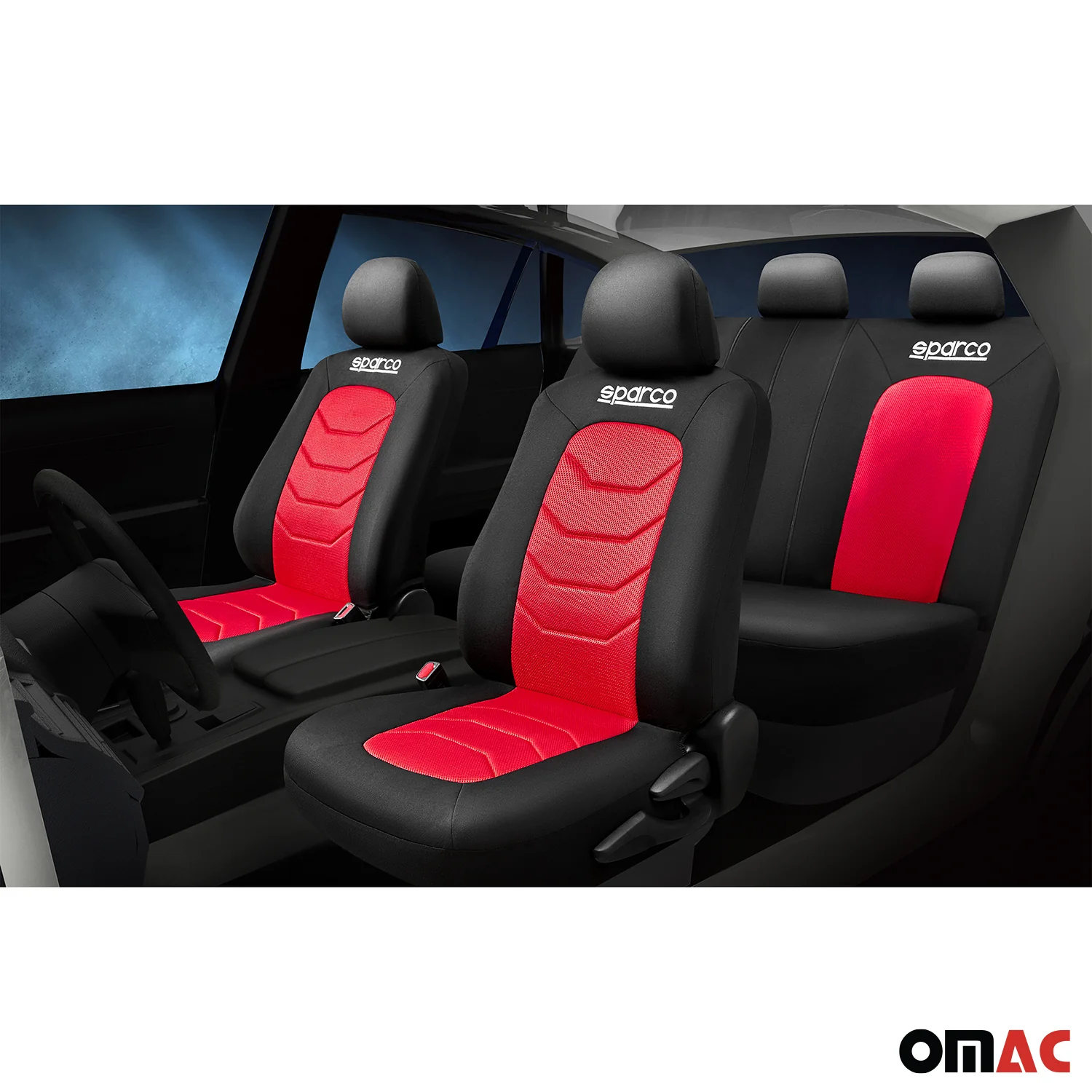 SPARCO Sitzbezüge Schonbezüge Autositzbezüge Universell Rot Vorne Hinten - Image 2