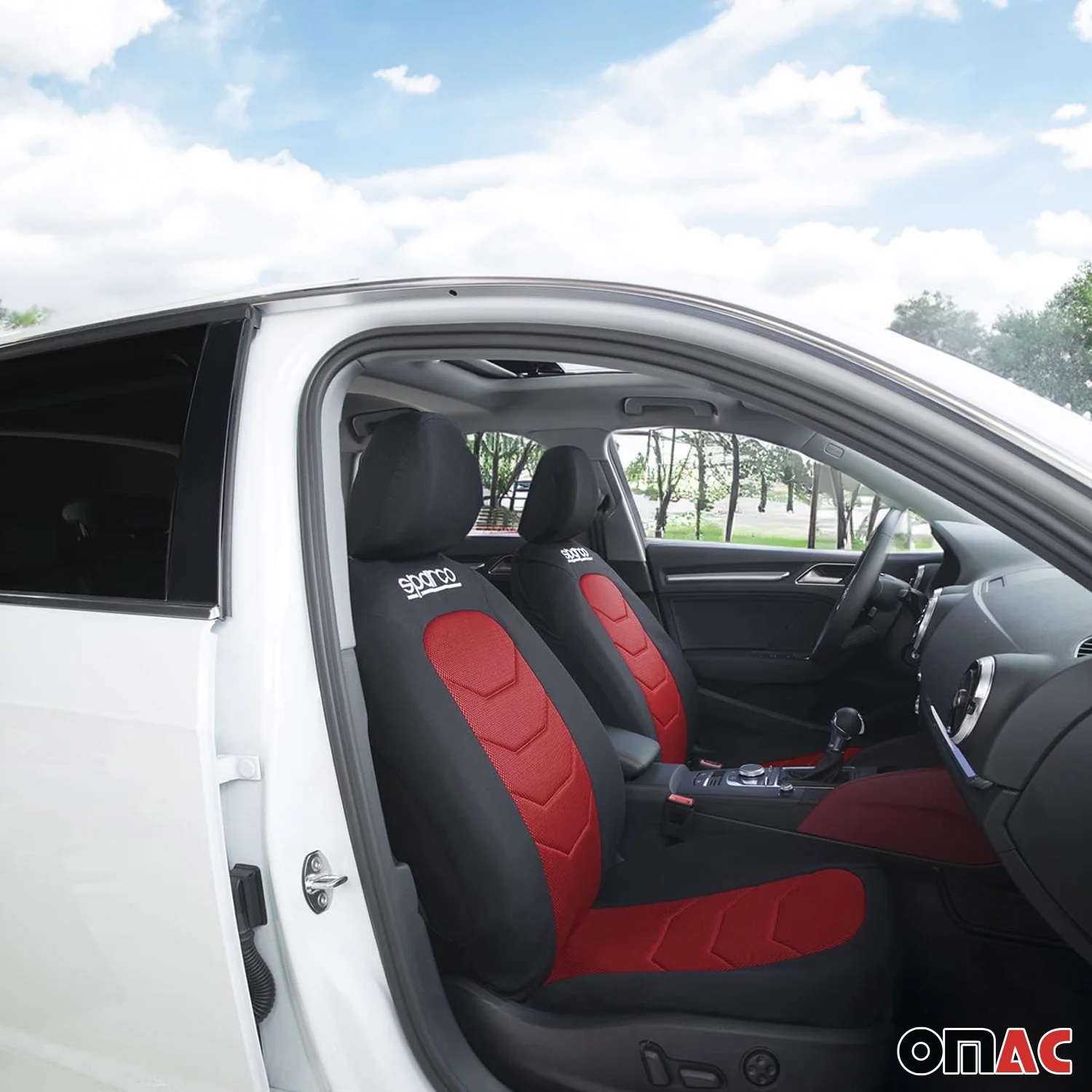 SPARCO Sitzbezüge Schonbezüge Autositzbezüge Universell Rot Vorne Hinten - Image 7