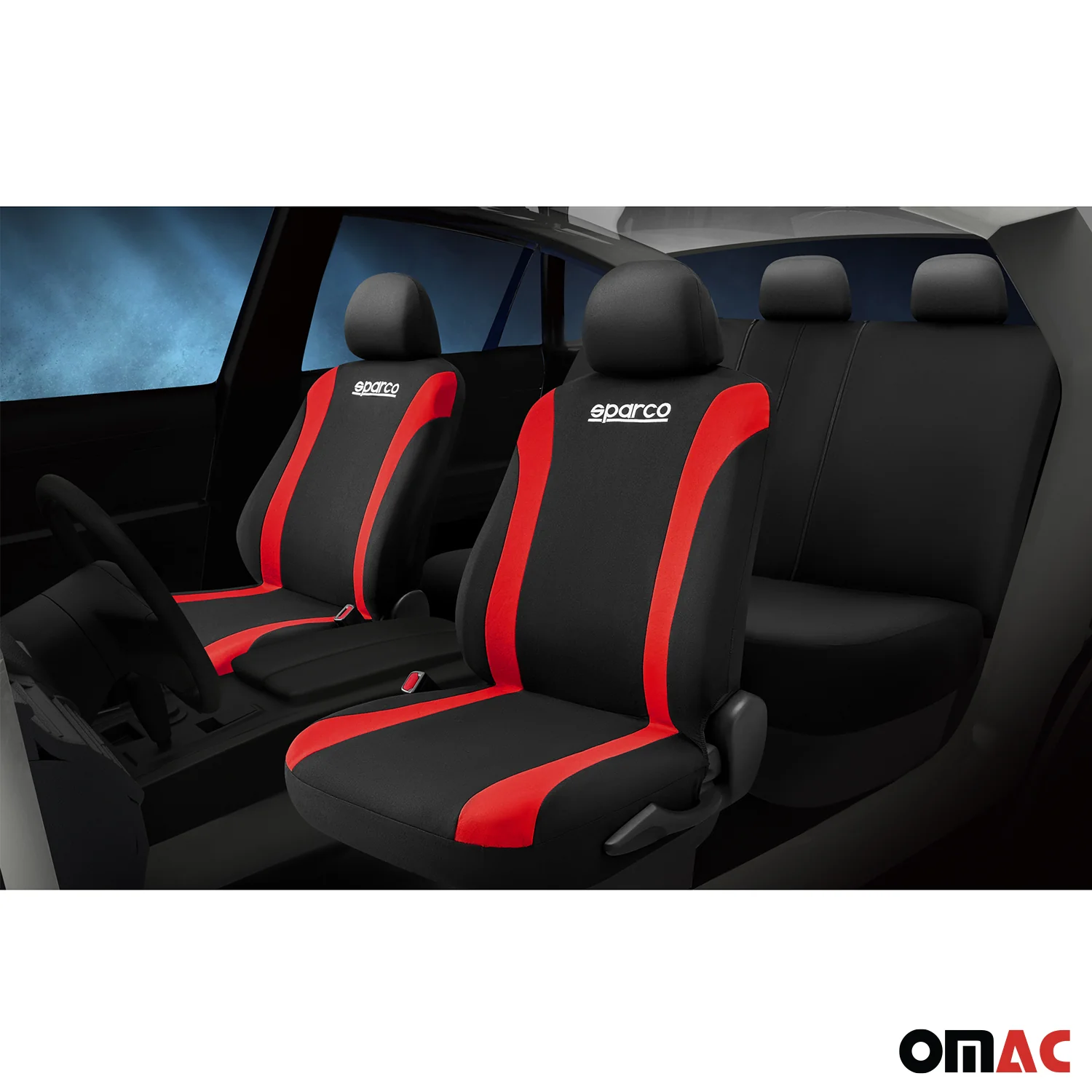SPARCO Sitzbezüge Schonbezüge Autositzbezüge Universell Schwarz Rot 9 tlg Satz - Image 2
