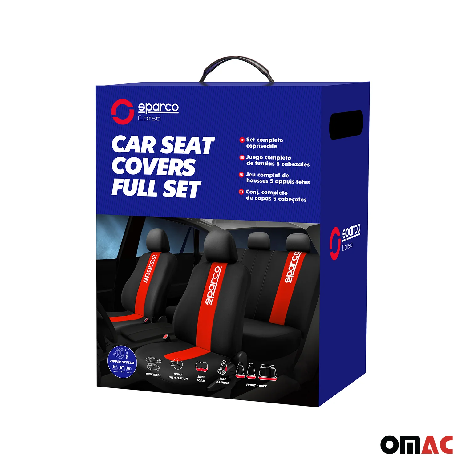 SPARCO Sitzbezüge Schonbezüge Autositzbezüge Universell Schwarz Rot Vorne Hinten - Image 4