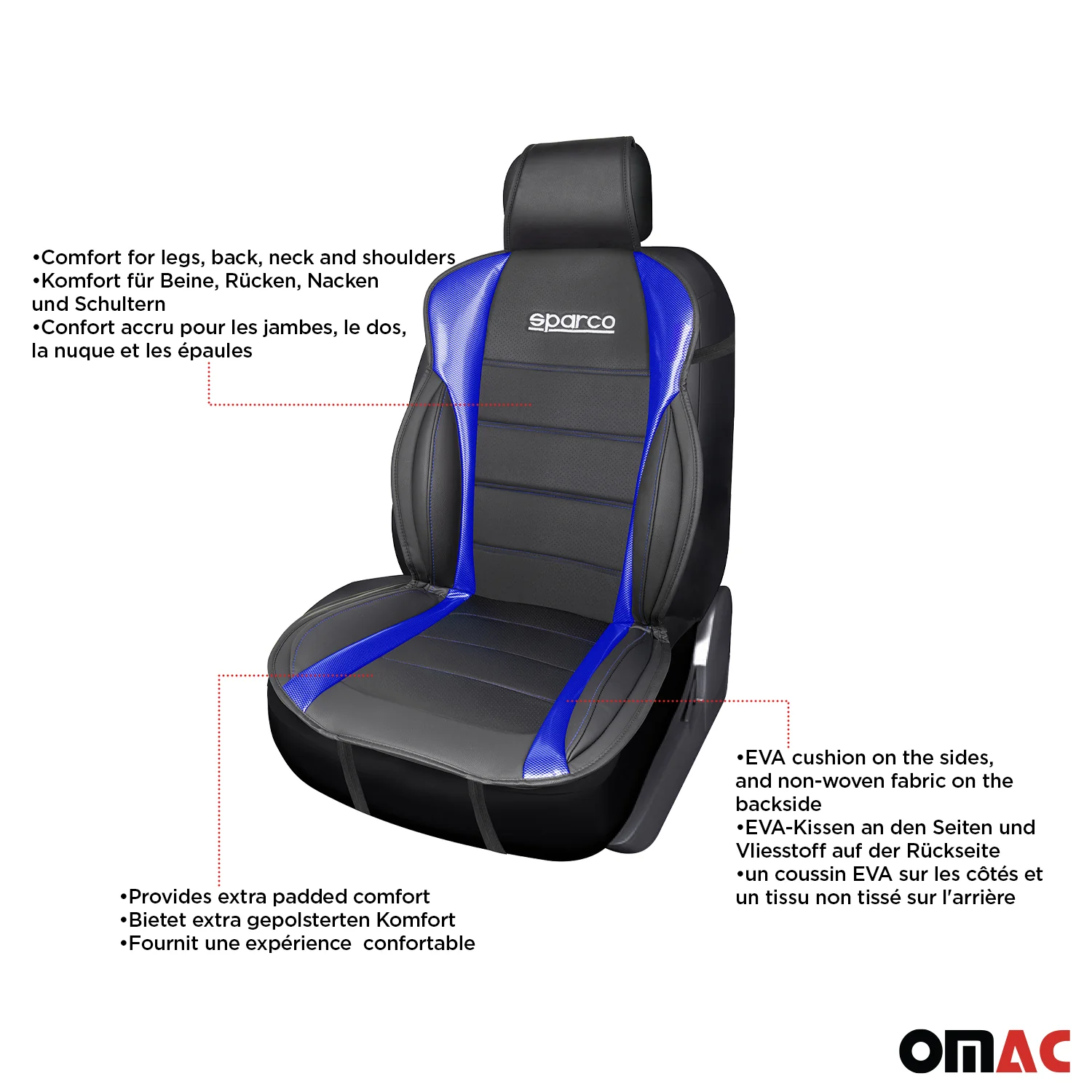 SPARCO Sitzkissen Sitzauflage Sitzschoner Universal Schwarz Blau Auto Sitzschutz - Image 4