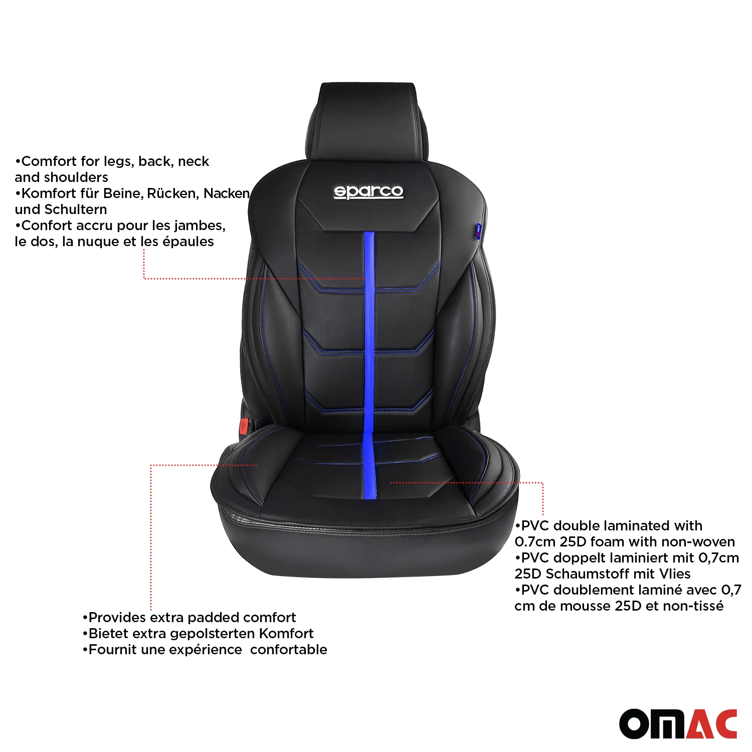 SPARCO Sitzkissen Sitzauflage Sitzschoner Universal Schwarz Blau Sitzschutz - Image 4