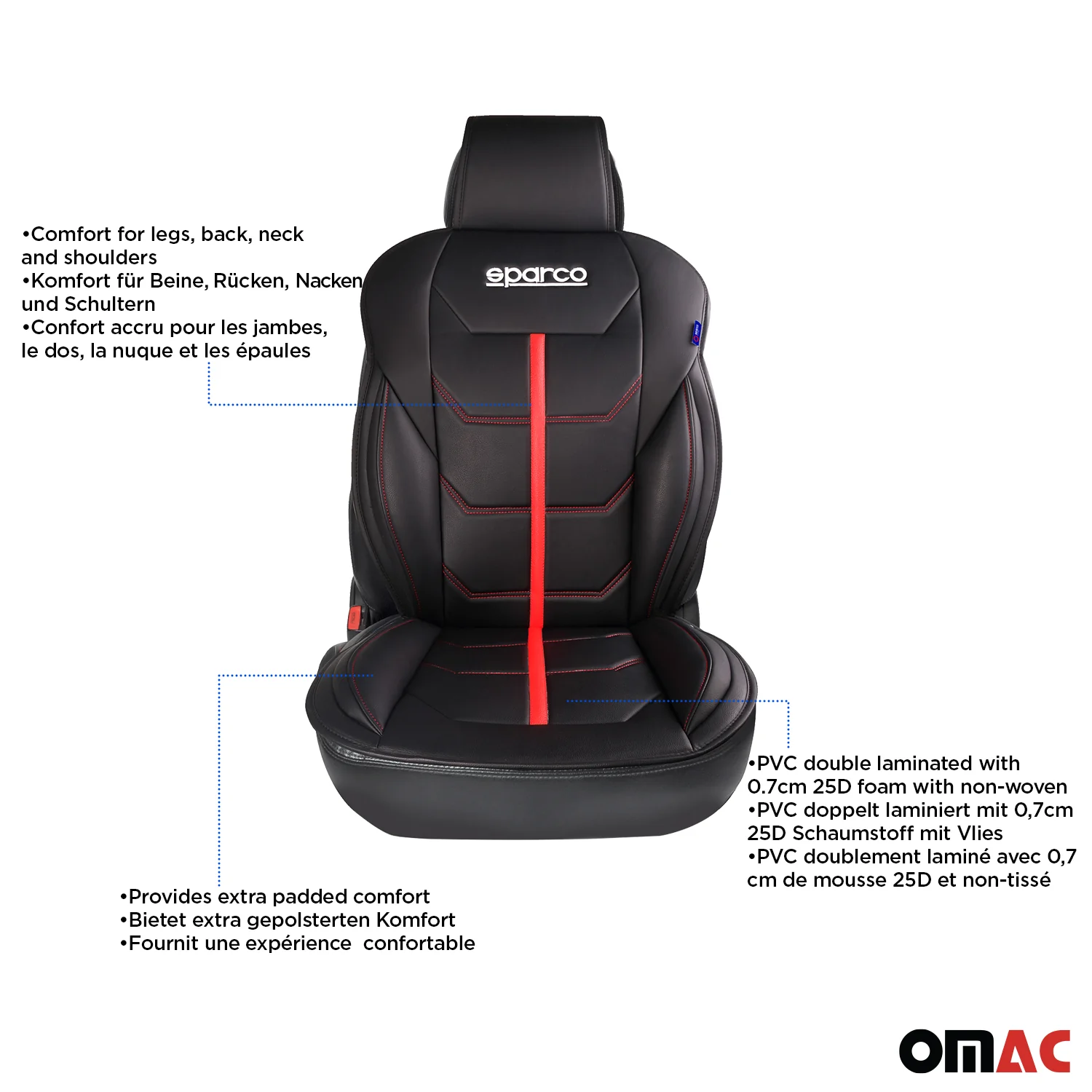 SPARCO Sitzkissen Sitzauflage Sitzschoner Universal Schwarz Rot Auto-Sitzschutz - Image 4