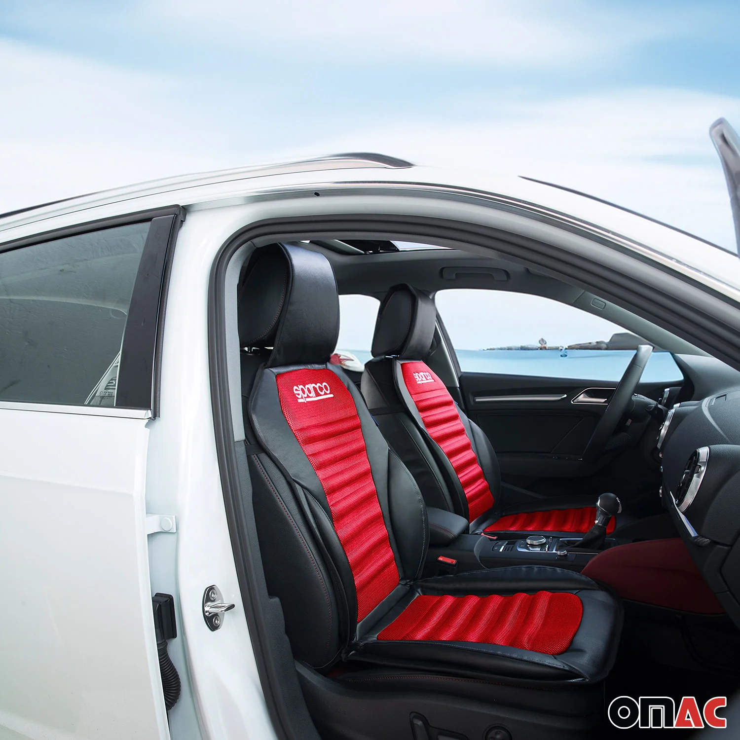 SPARCO Sitzkissen Sitzauflage Sitzschoner Universell Auto Sitzschutz Schwarz Rot - Image 2